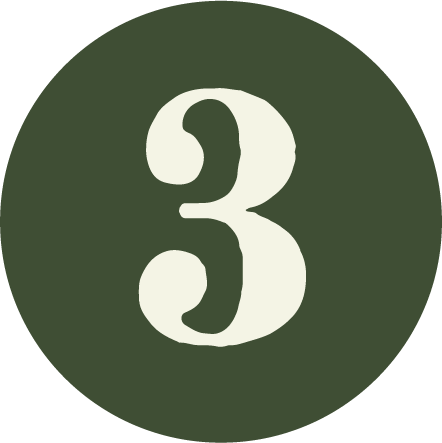 Green circular badge with a large white number 3 in the center.