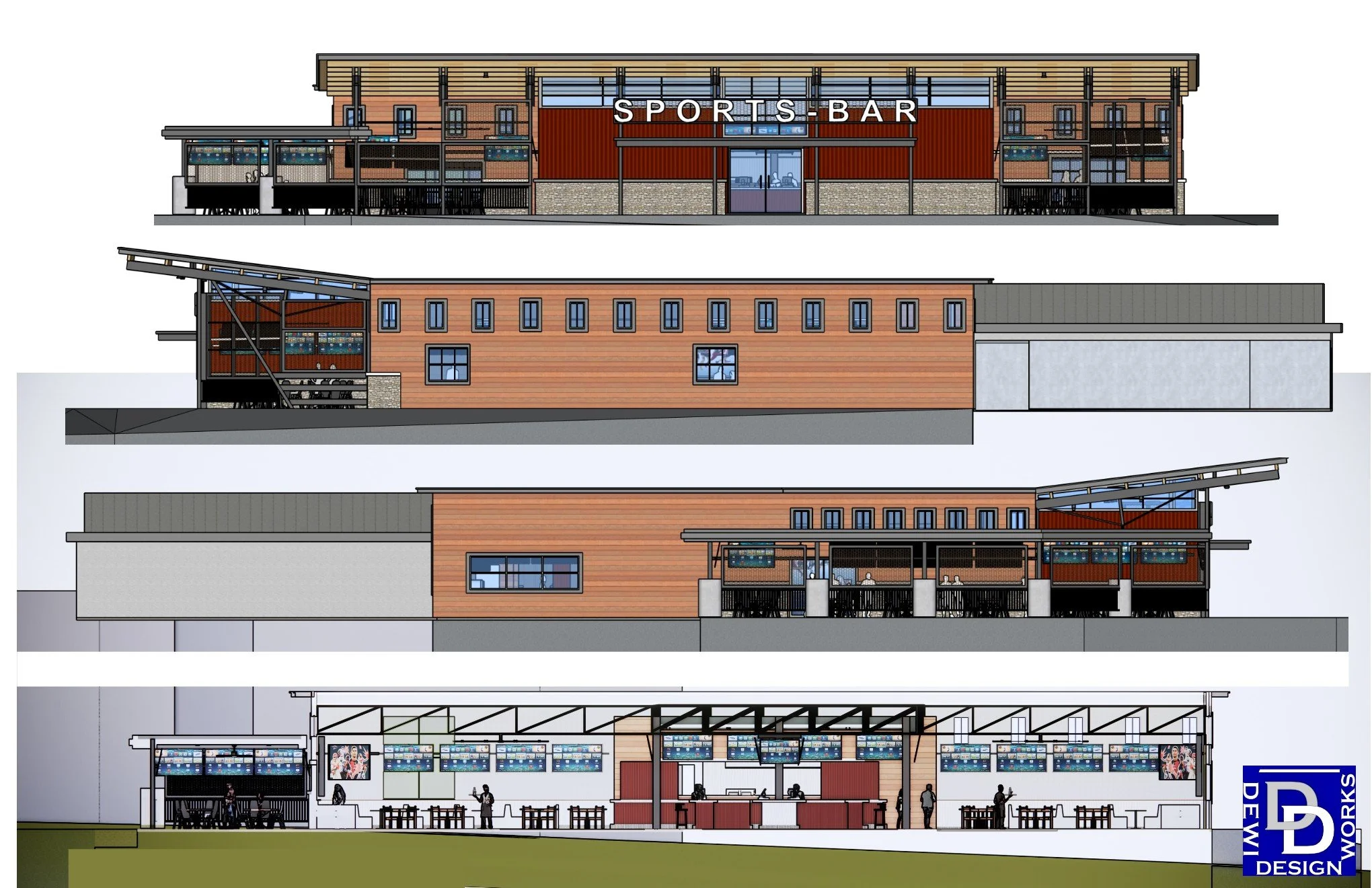 Commercial project. Exterior elevations.