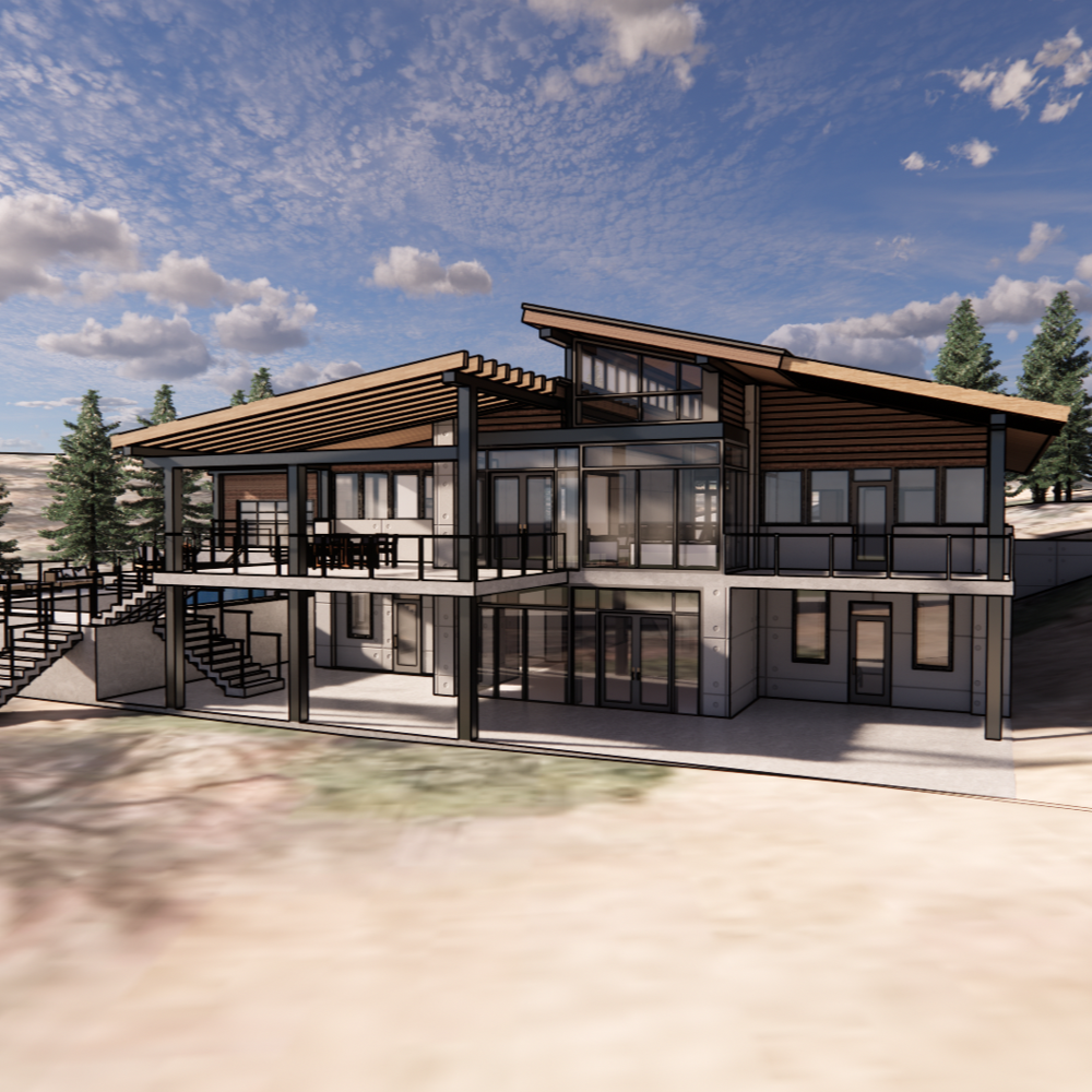 Luxury lake house designed for year-round use, vacation home, vacation rental, multigenerational use. Pool, large veranda, dock, outdoor living space.