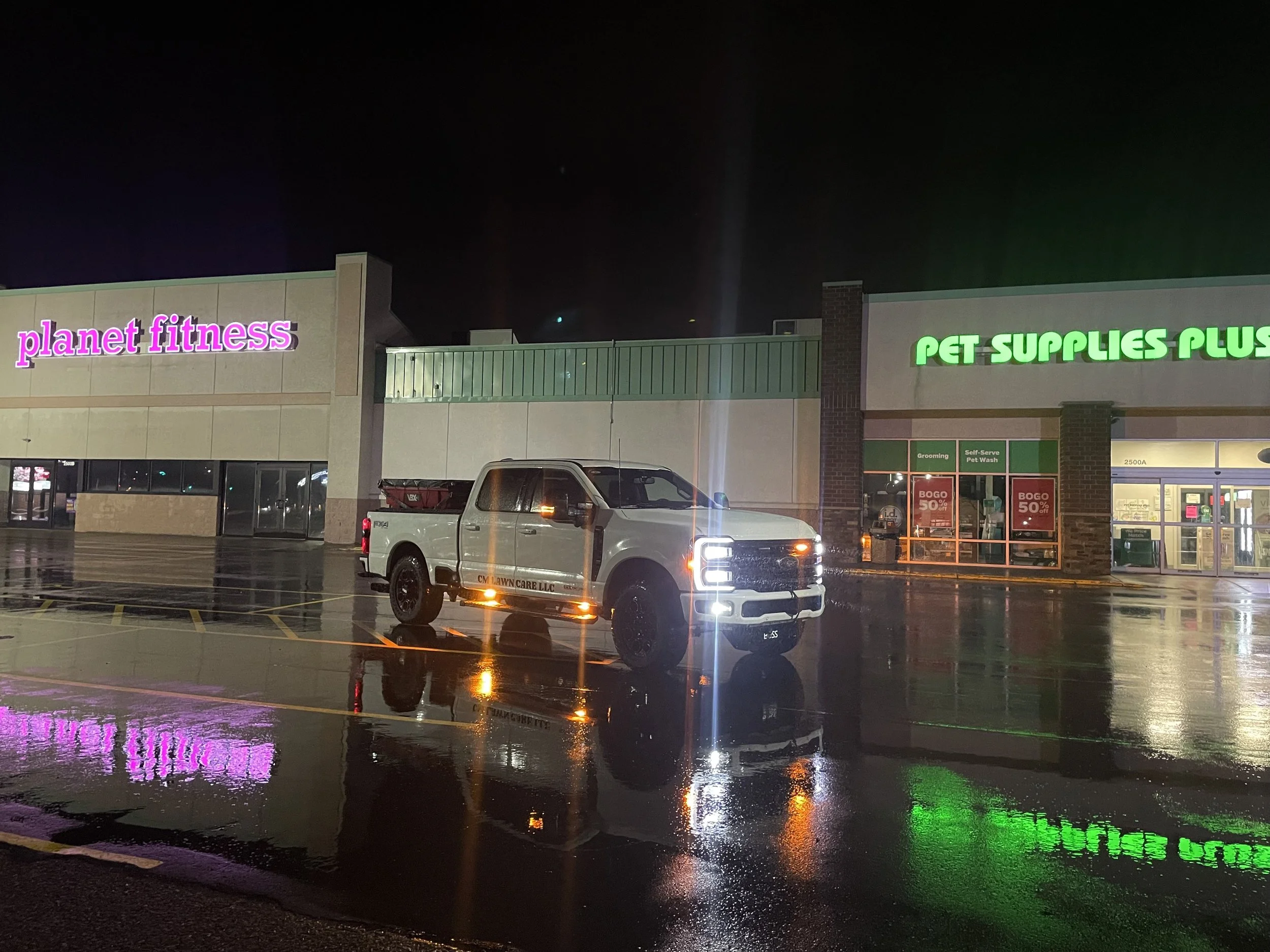 Rice lake pet supplies plus and planet fitness, CM Lawn Care LLC salting parking lot