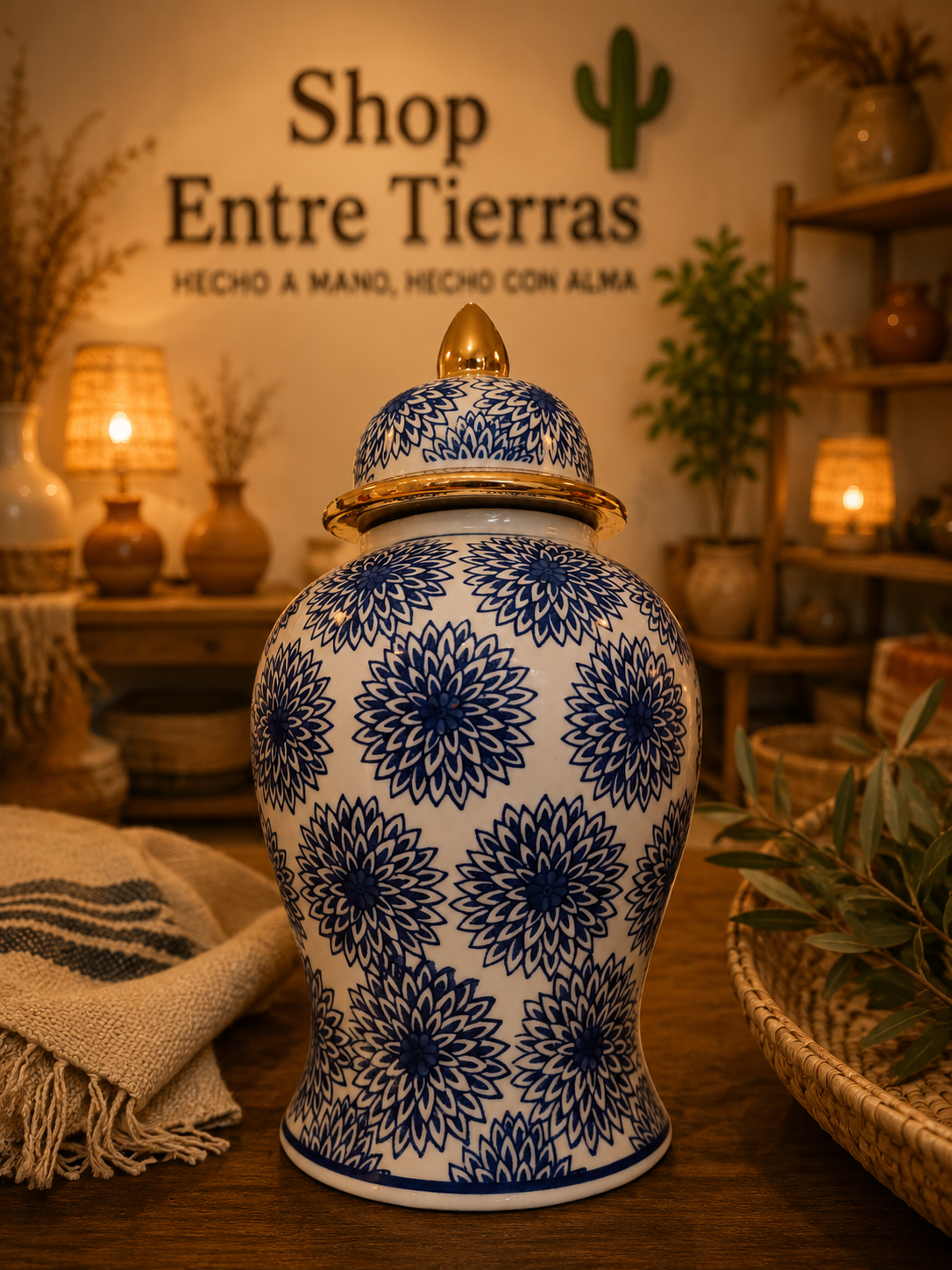 Jarrón "Talavera Entre Azul"