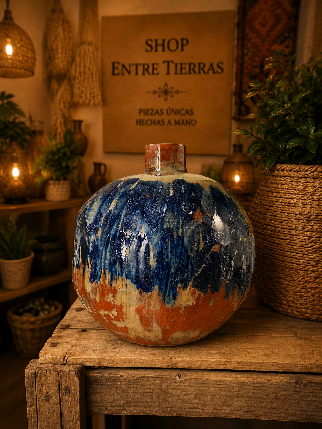 Jarrón Artesanal “Azul Infinito”