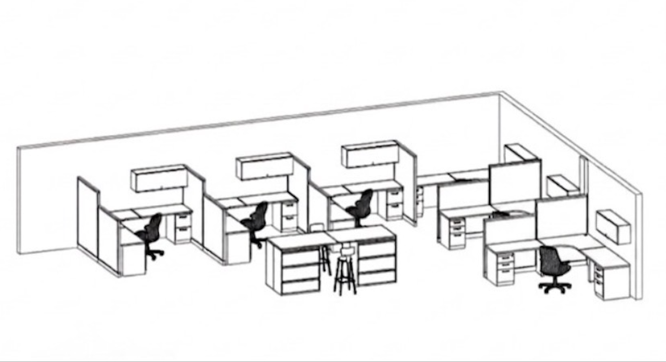 Office layout schematic, design drawing