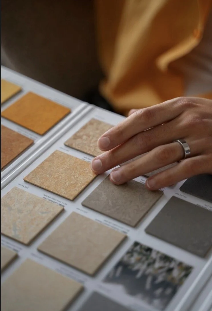 Furniture design color and material swatch layout