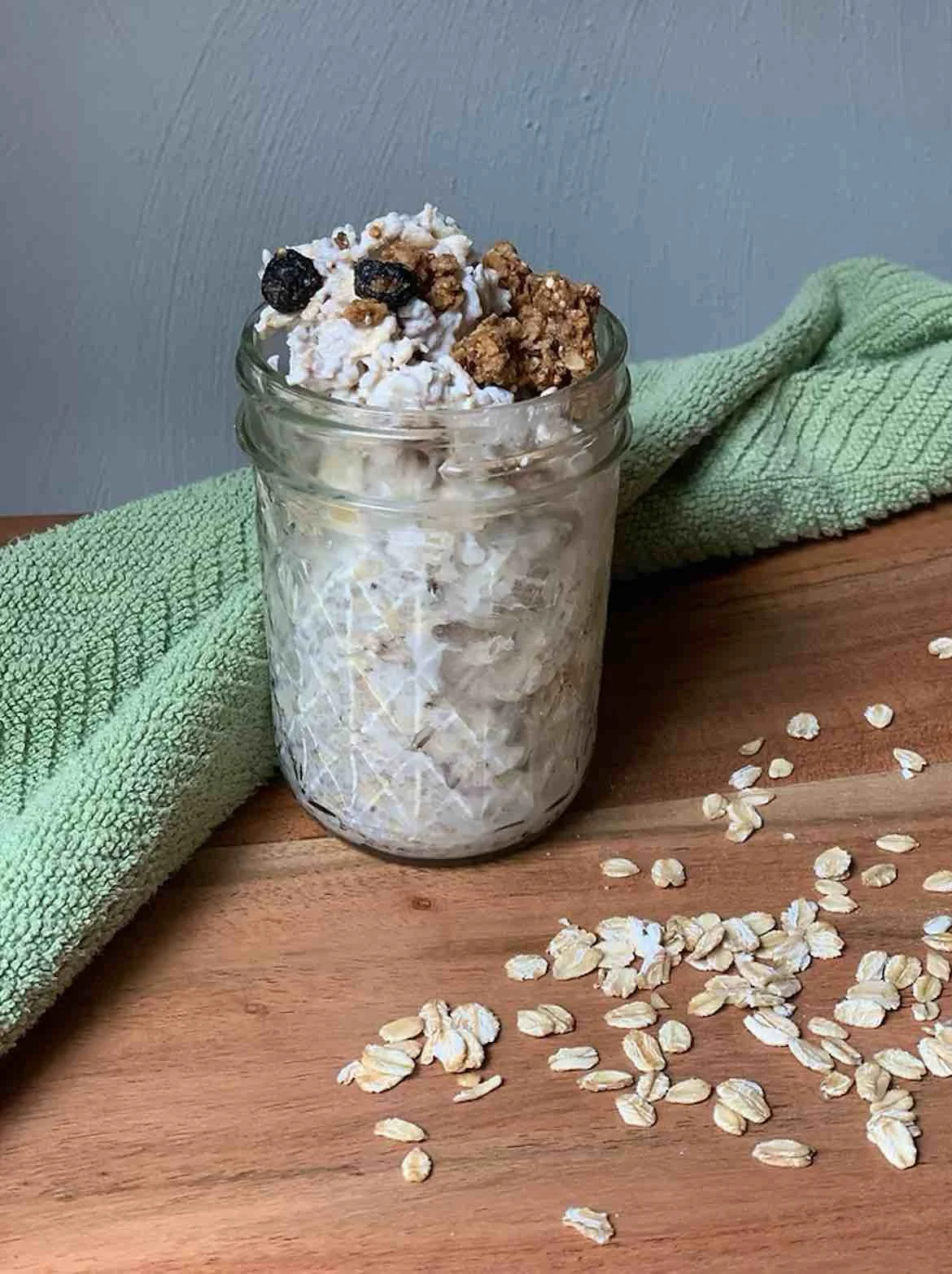 Coconut yogurt overnight oats in jar