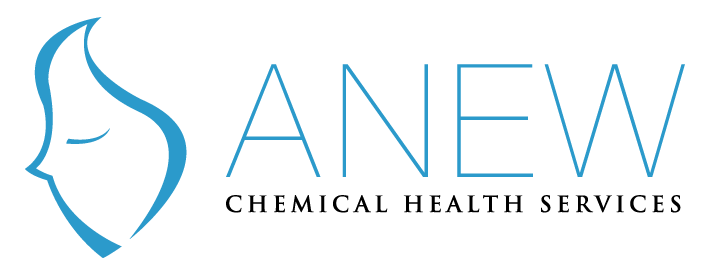 Logo with a stylized female face outline and the words 'A NEW' written.