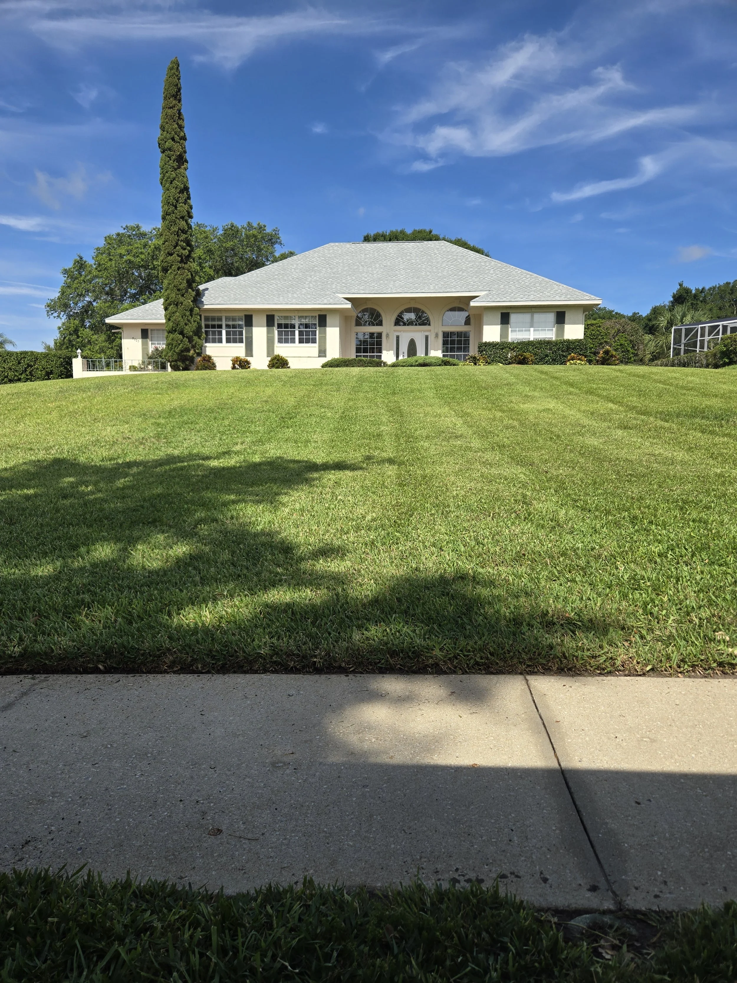 Full service lawn care in Harbor Hills lady lake FL including mowing edging trimming and bush and shrub trimming