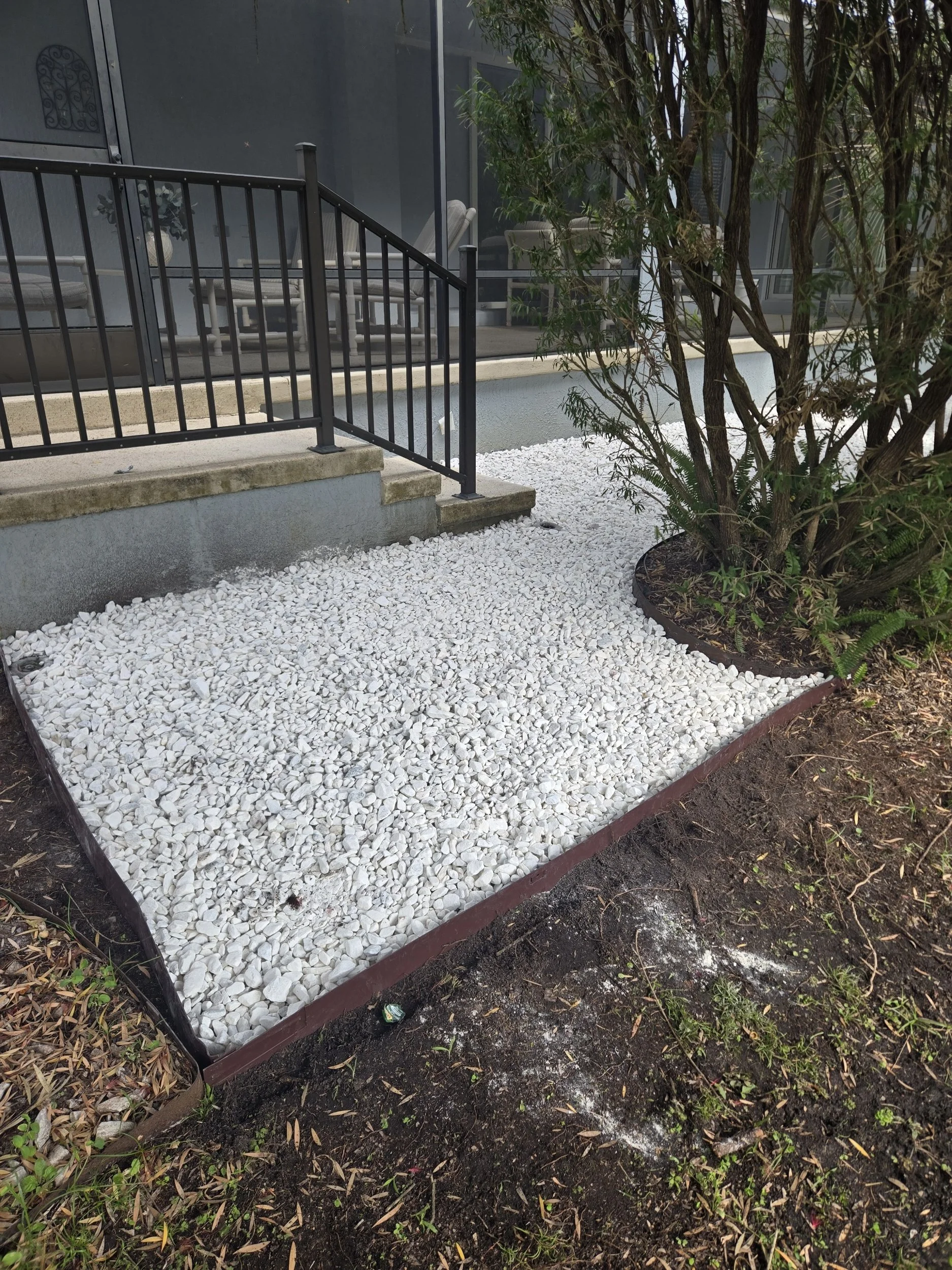 white marble chips installation in The Villages FL