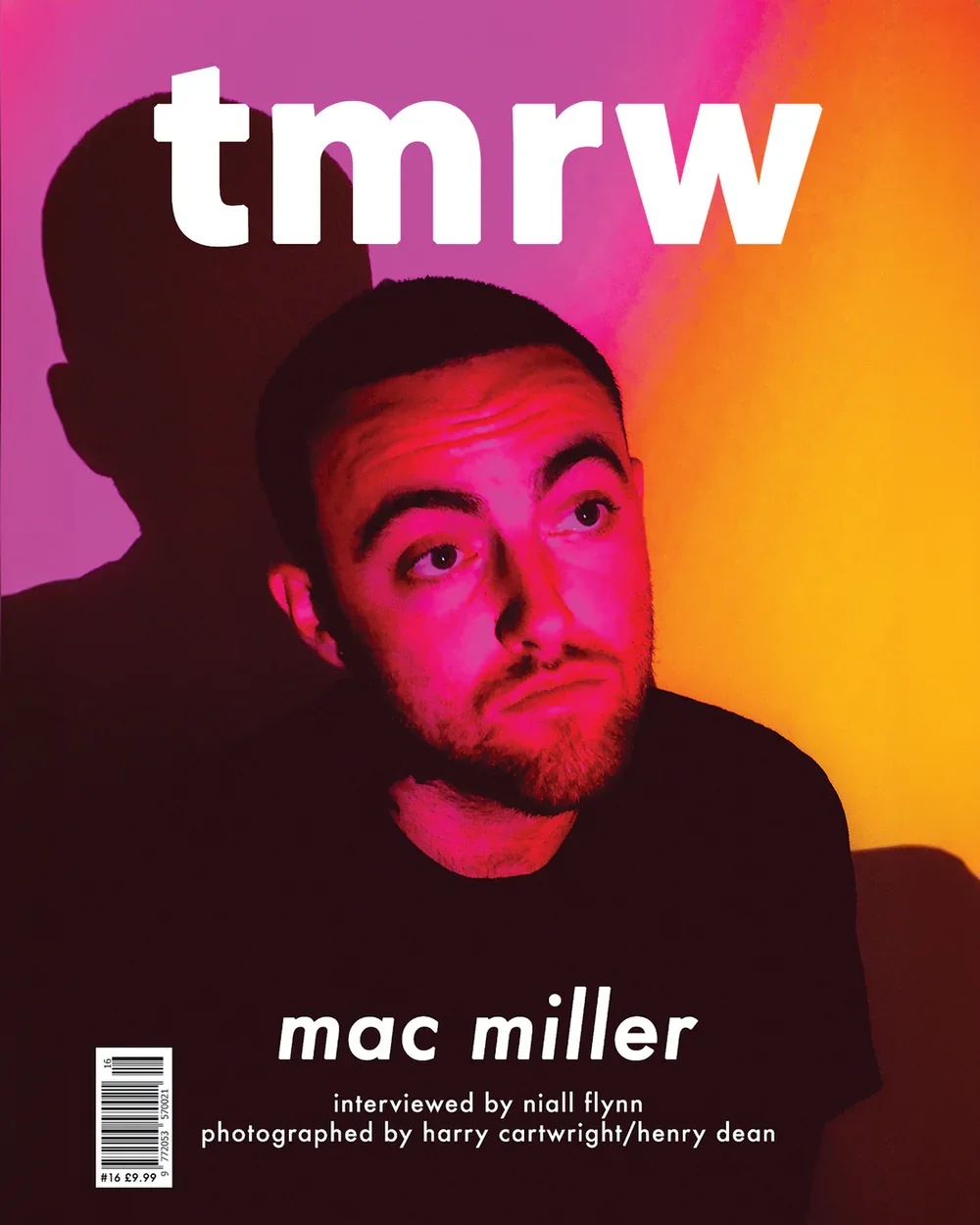 Magazine cover featuring a photo of Mac Miller, photograph by British artist, Harry Cartwright