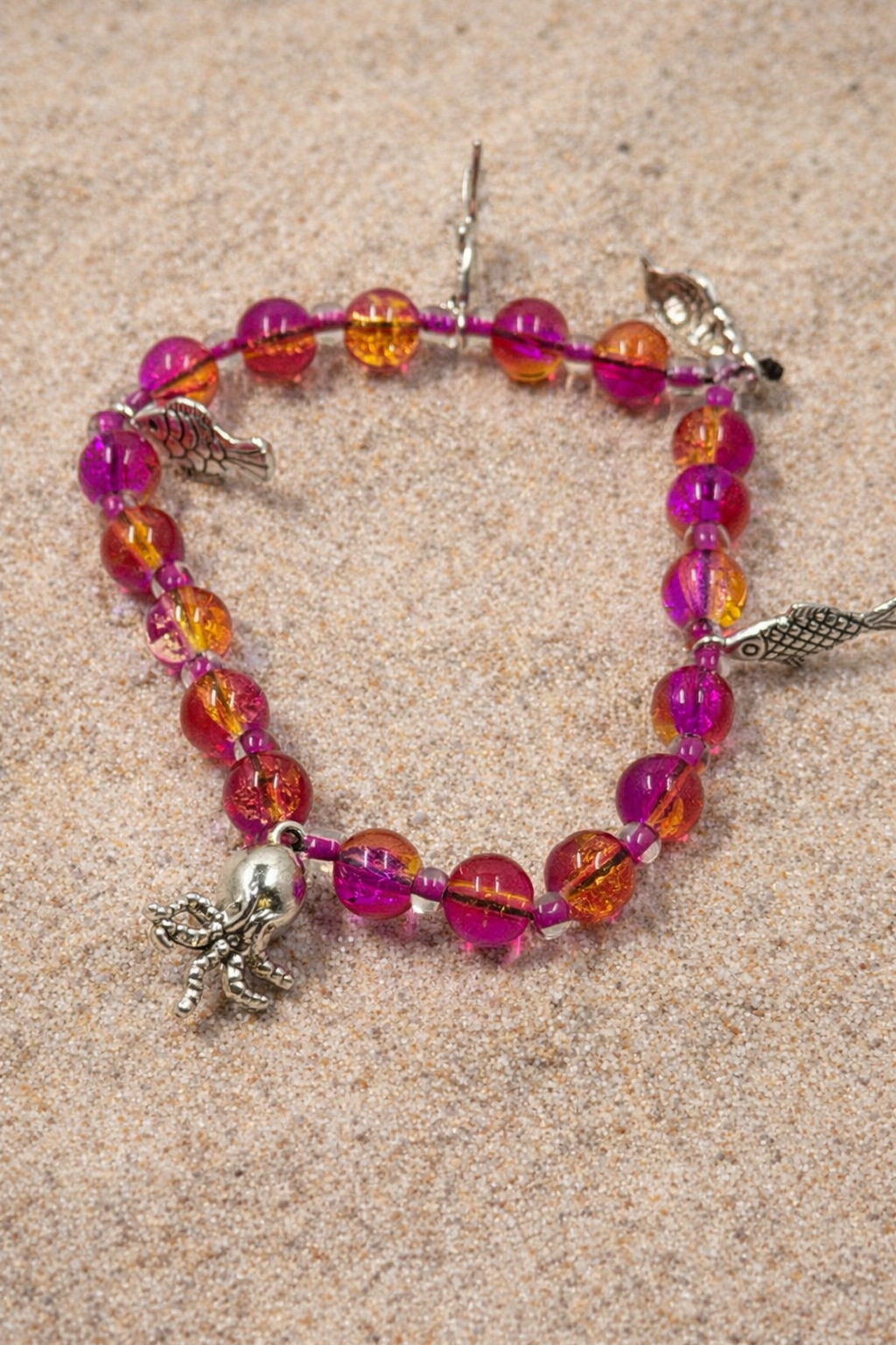 Friends of the Sea Glass Stone Charm Bracelet