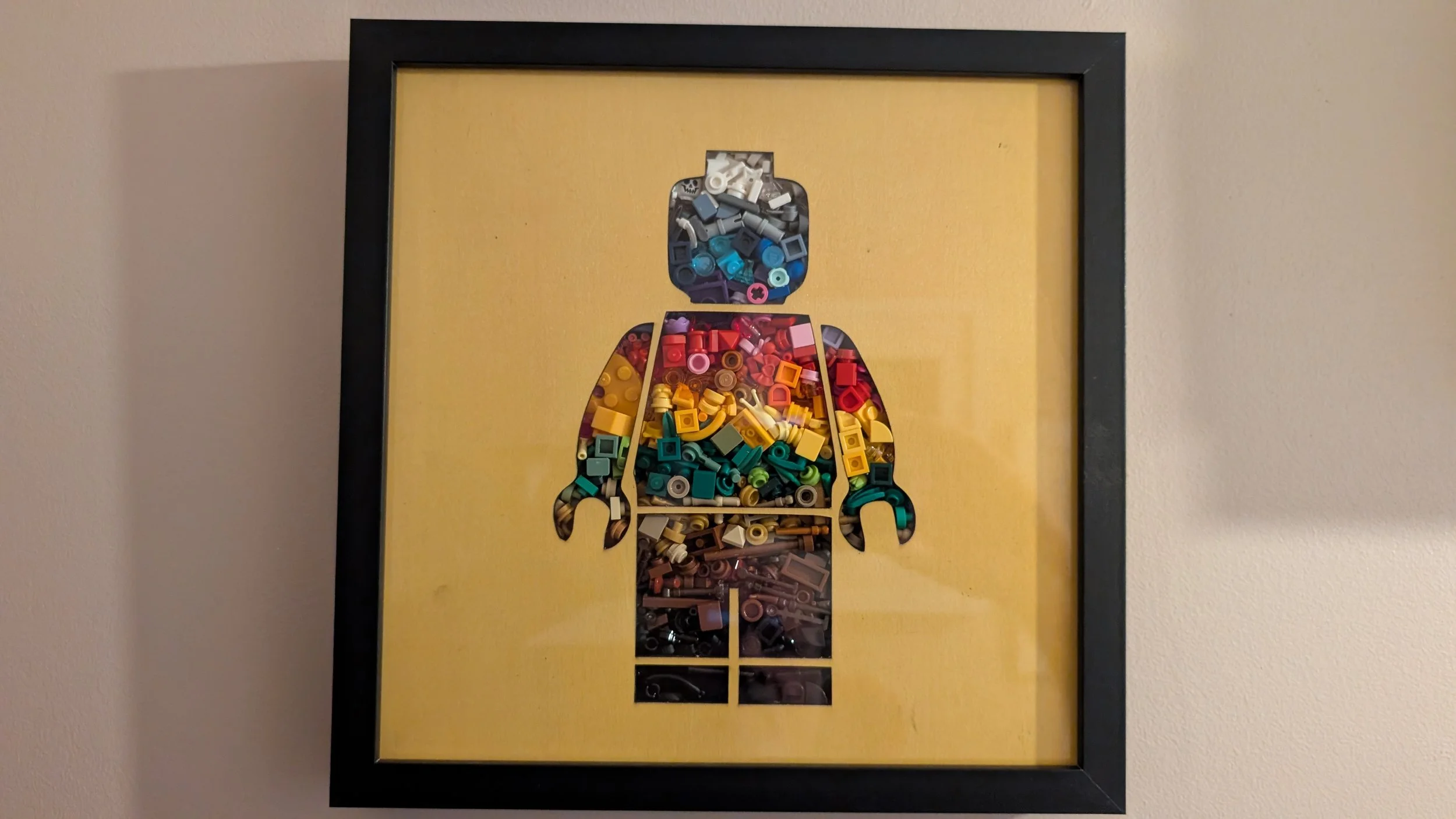 Framed artwork made from left-over LEGO pieces 