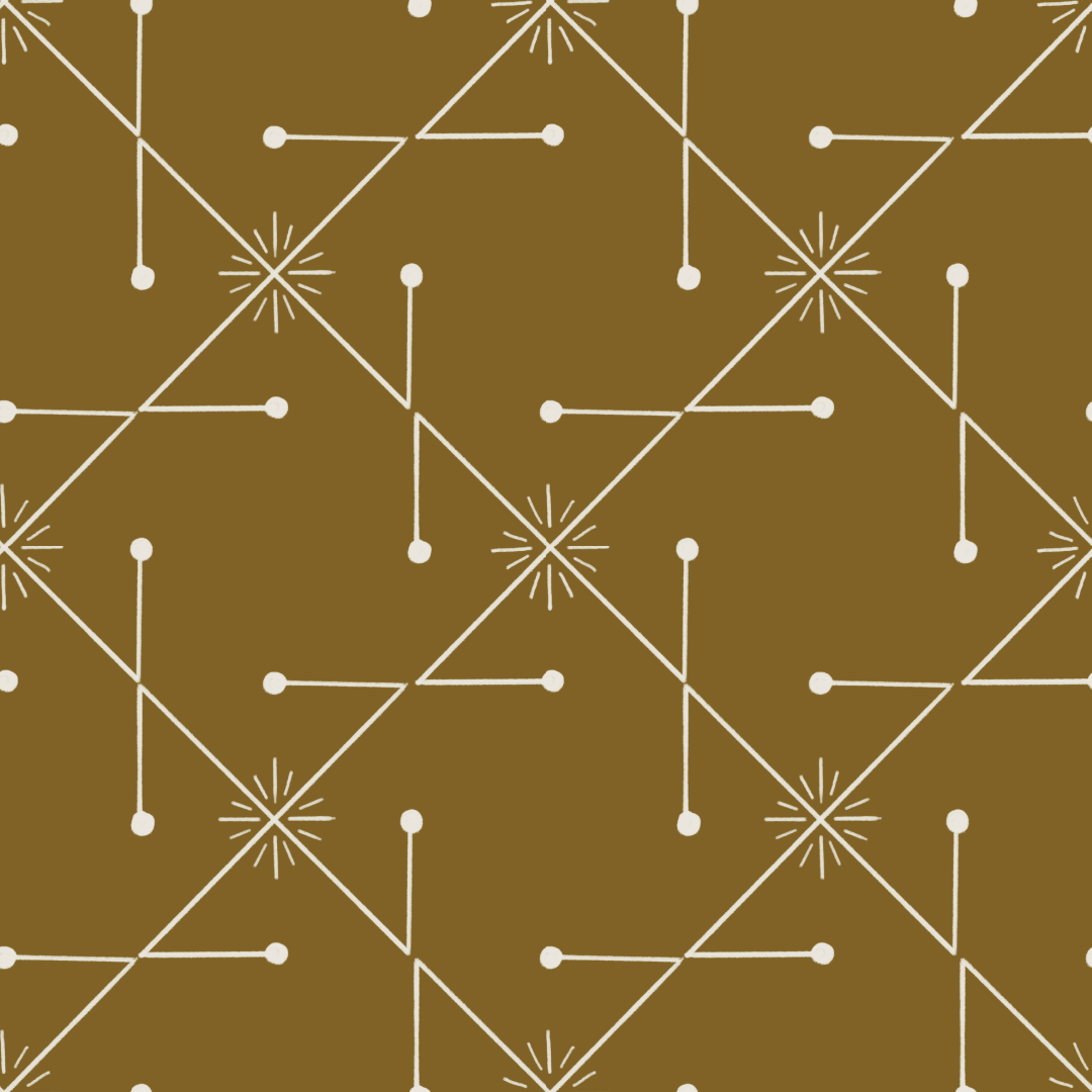 Minimalist atomic blender pattern comprised of lines, dots, and starbursts. 