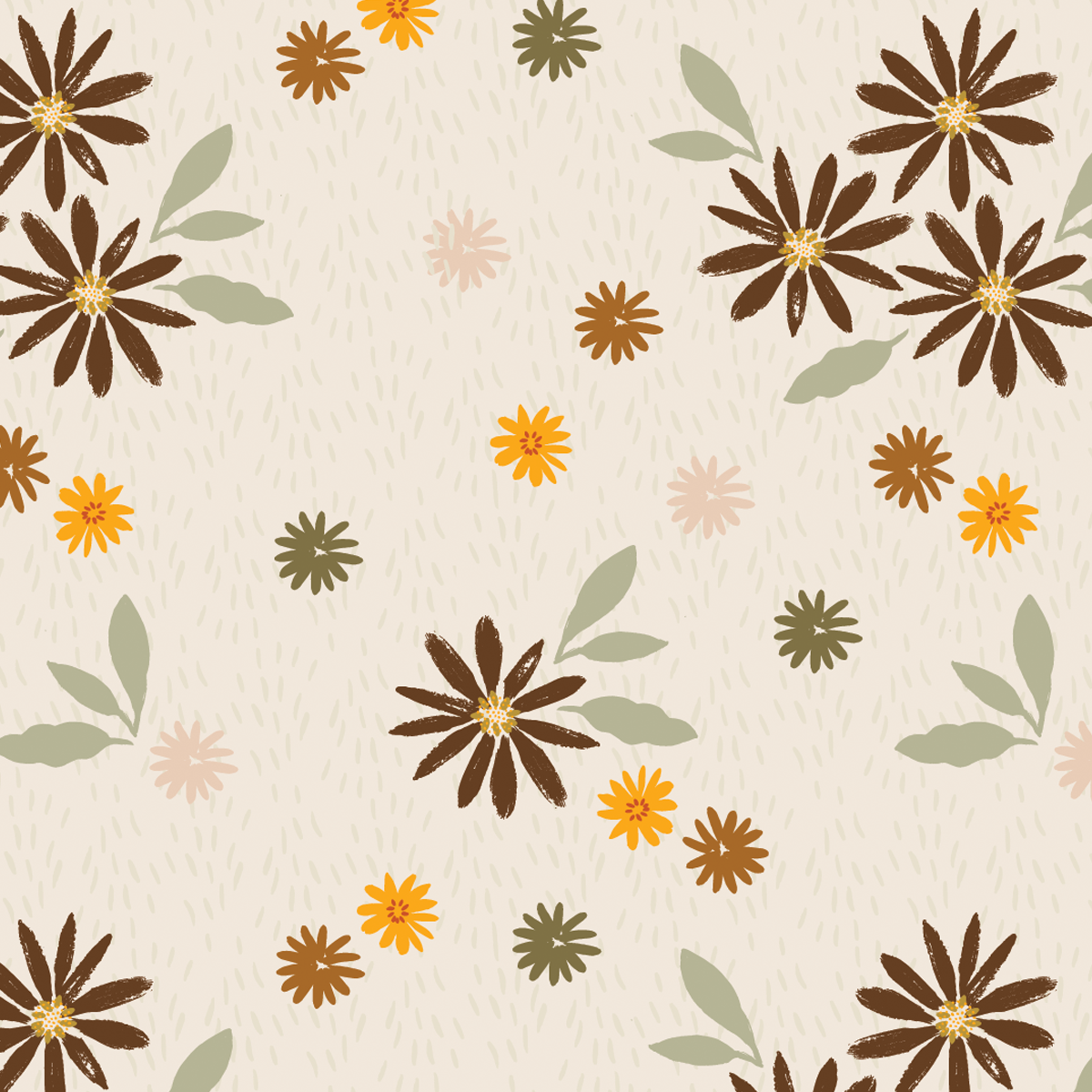 Pattern No 26 - Hand painted daisy motifs in a loosely tossed pattern