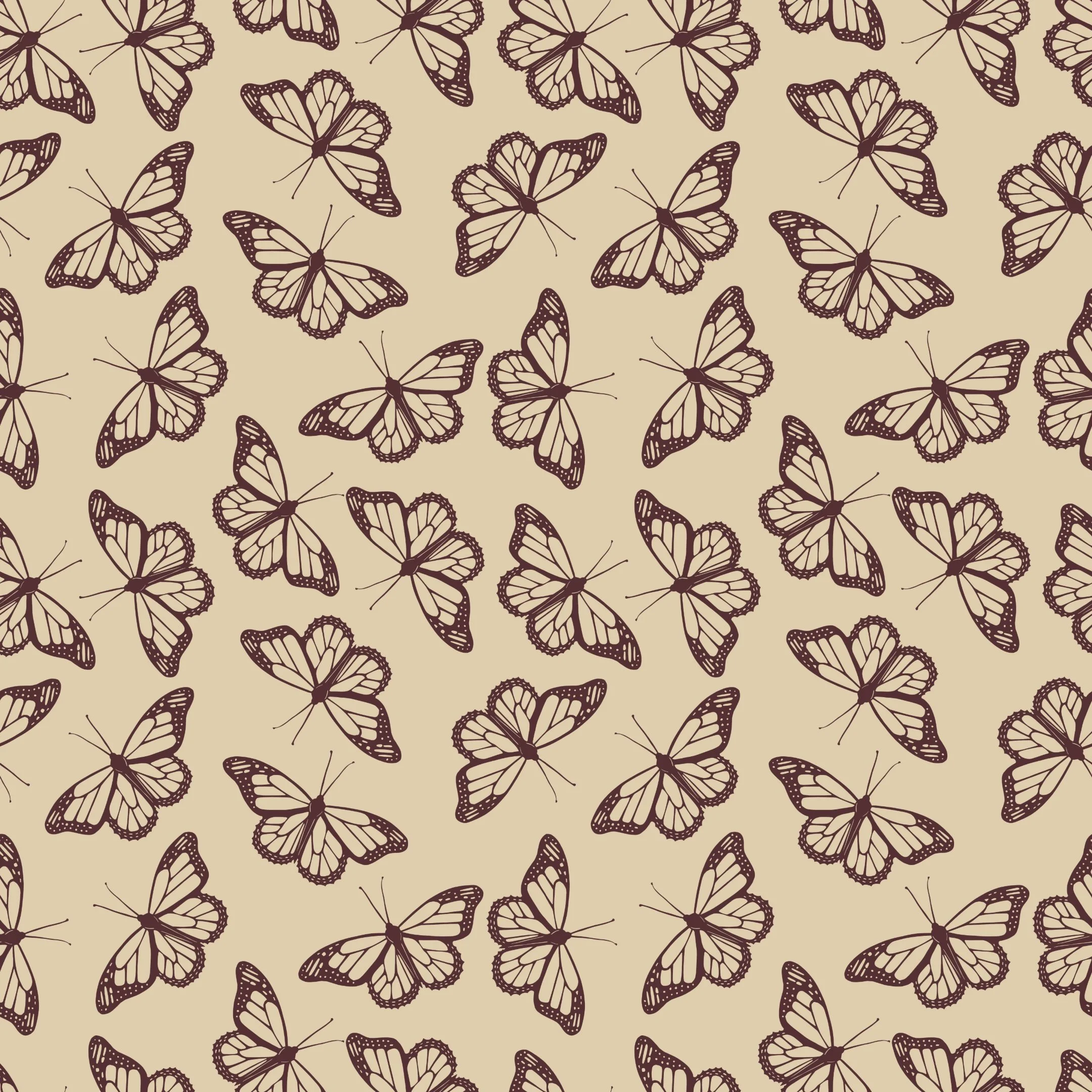 Pattern No. 23 - Densely tossed pattern of monarch butterfly silhouettes