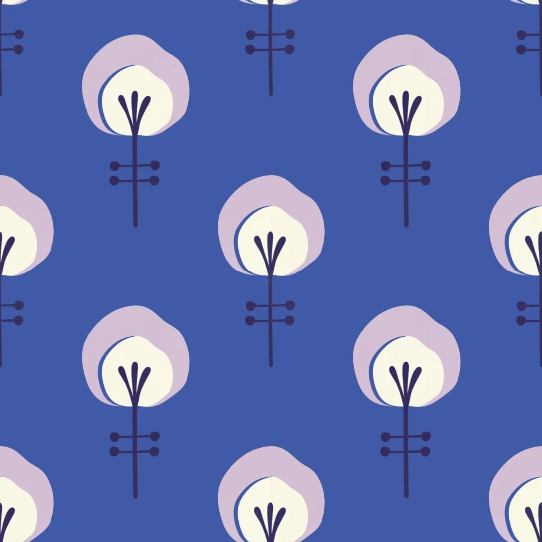 Mod block printed blossom pattern
