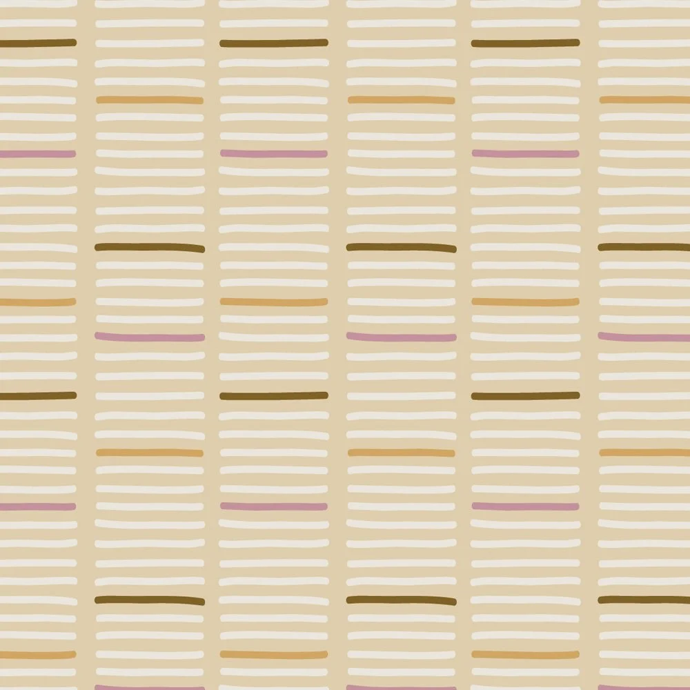 Pattern No 09e - Vertical lines made of smaller horizontal lines with pops of color here and there to give the pattern movement in the Umami color palette. 