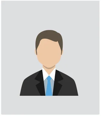 A digital illustration of a man in a business suit with a blue tie, lacking facial features.
