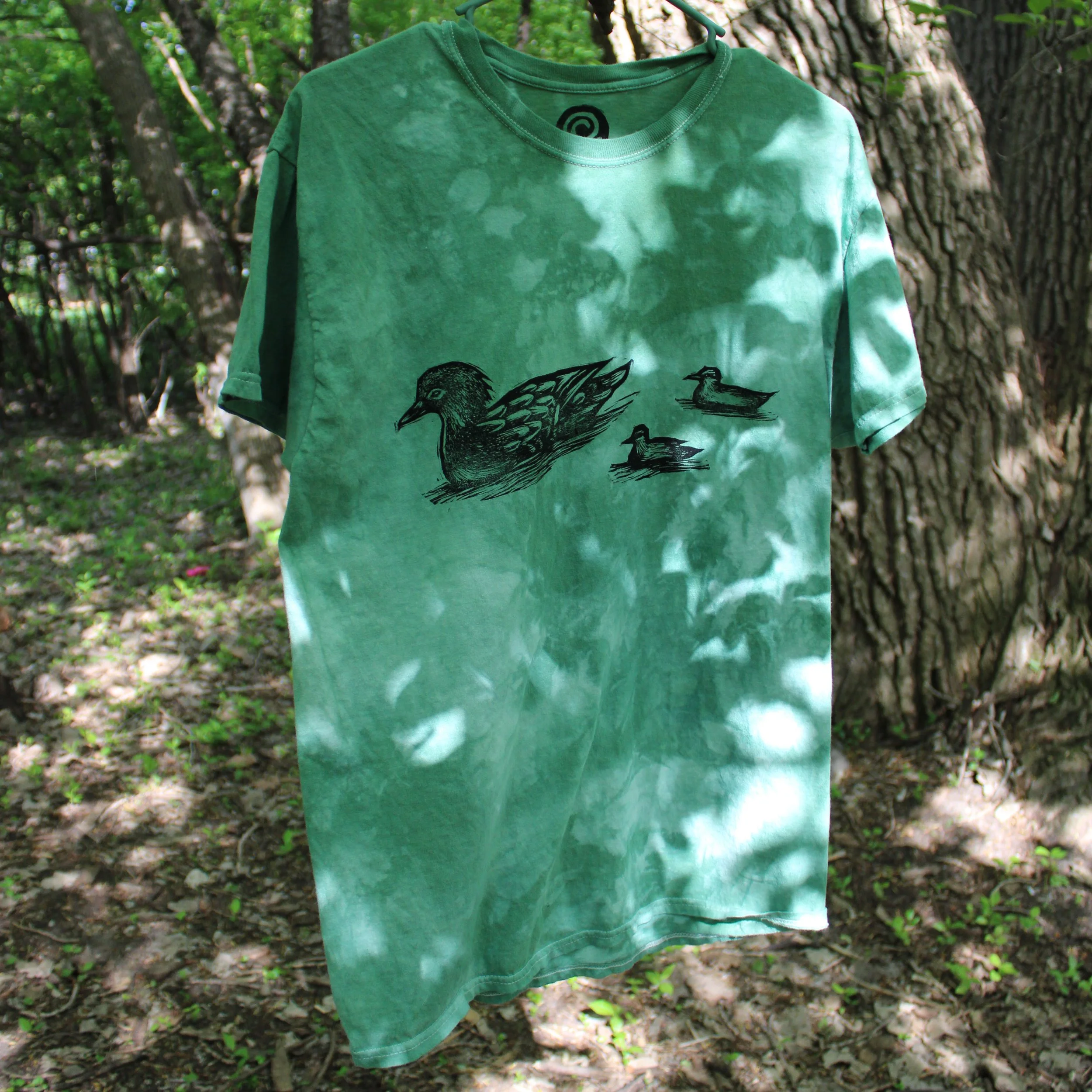 Green & Black Wood Duck Family Tee