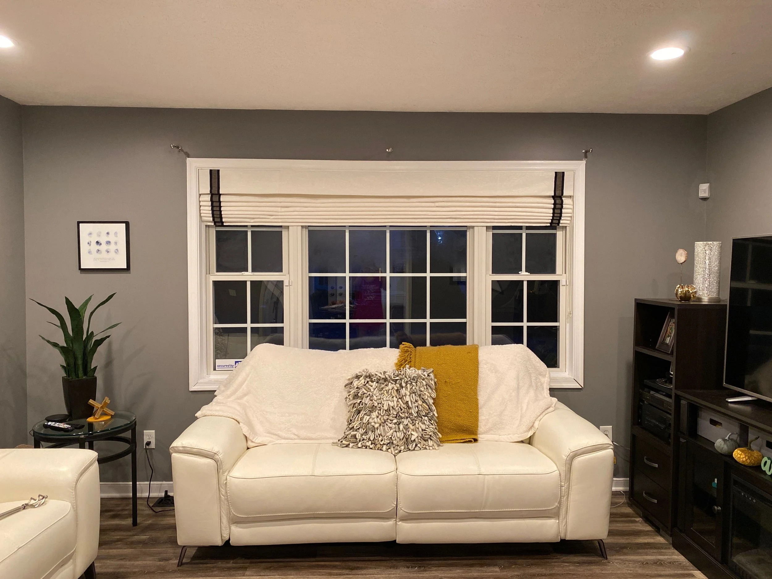 Living Room Custom Fabric Roman Shades by A Shade Above in Chester, VA.jpg