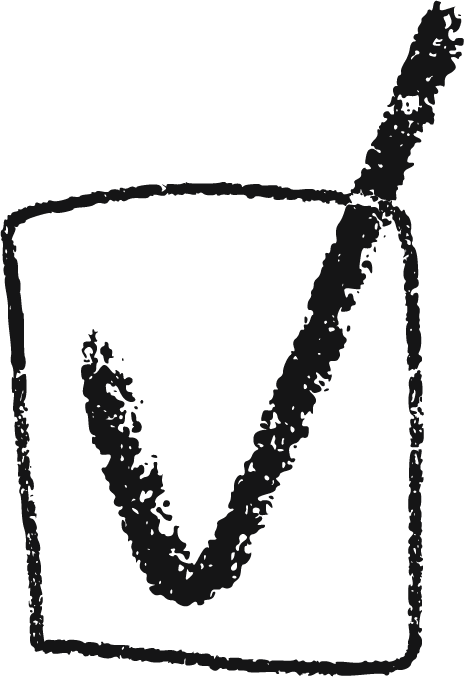 Sketched box with a checkmark.