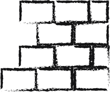 Sketch of a black brick wall.