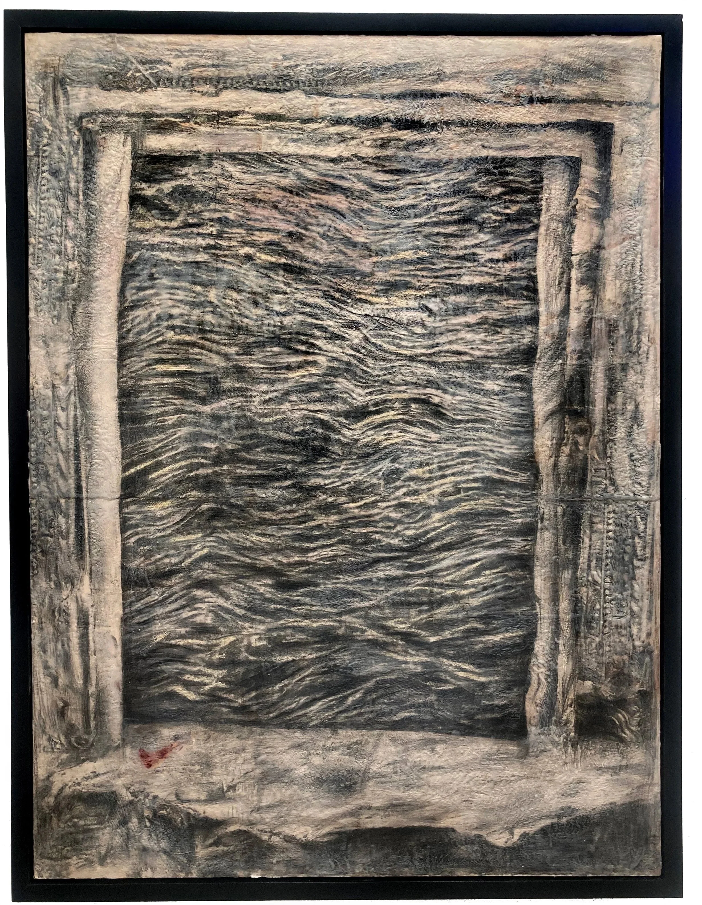 Beyond Power, 
32 x 42
Hand transfer, charcoal, graphite, blood, encaustic 2025