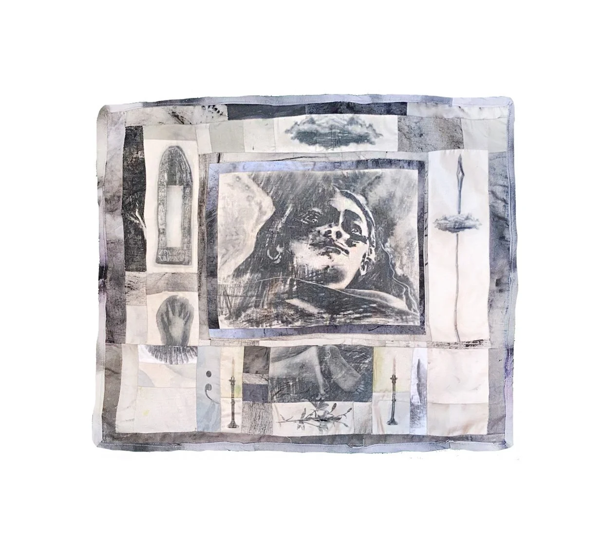 Beatrice,
Hand transfer and ink on linen
2024