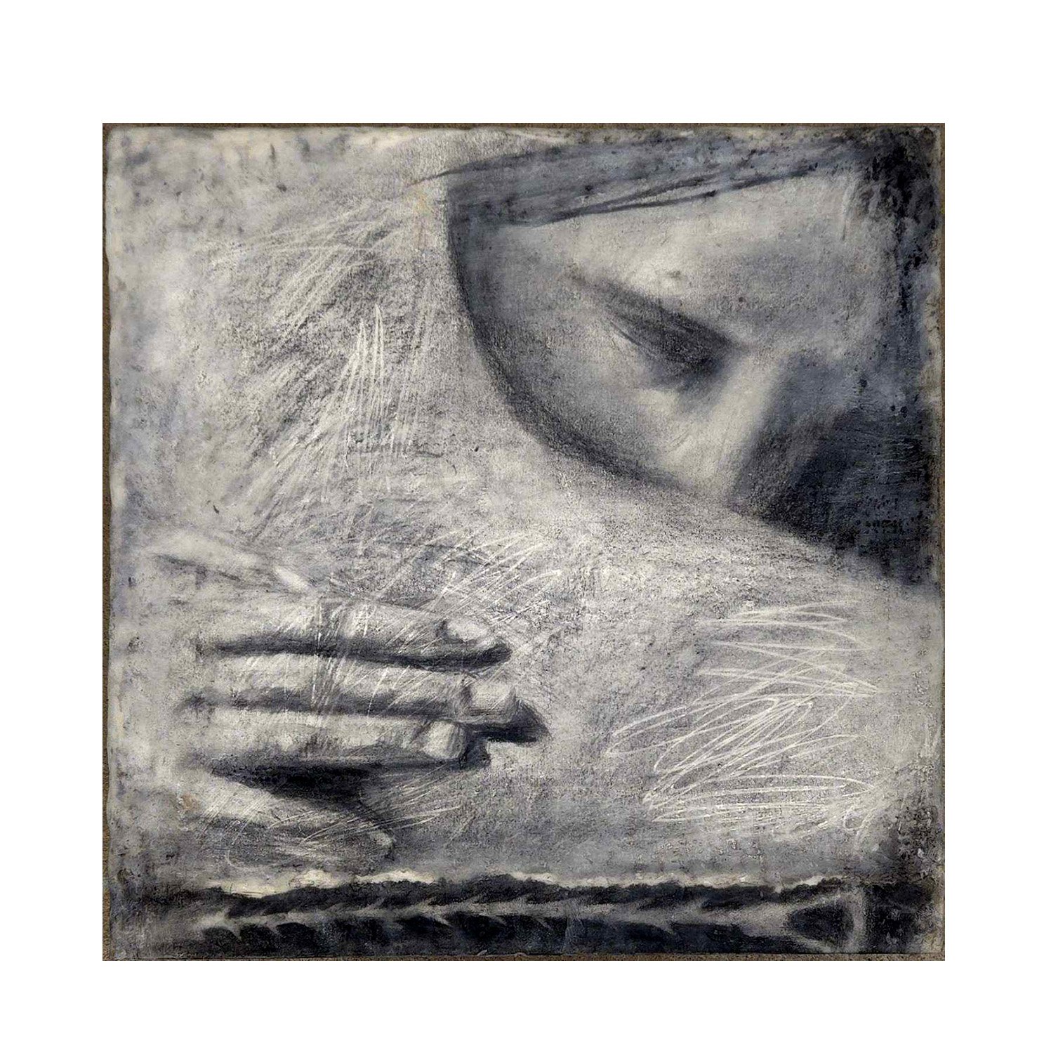 Showers,
Charcoal, graphite, encaustic on panel
2025