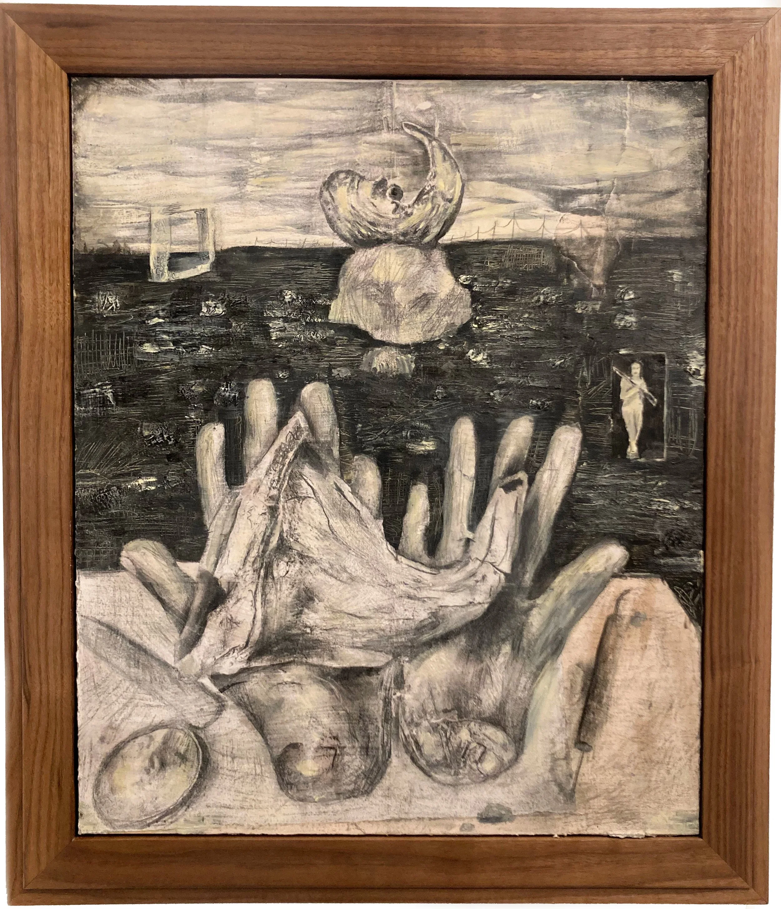 What we made was almost music,
25 x 29
Hand transfer, charcoal, graphite, acrylic, collage, encaustic
2025