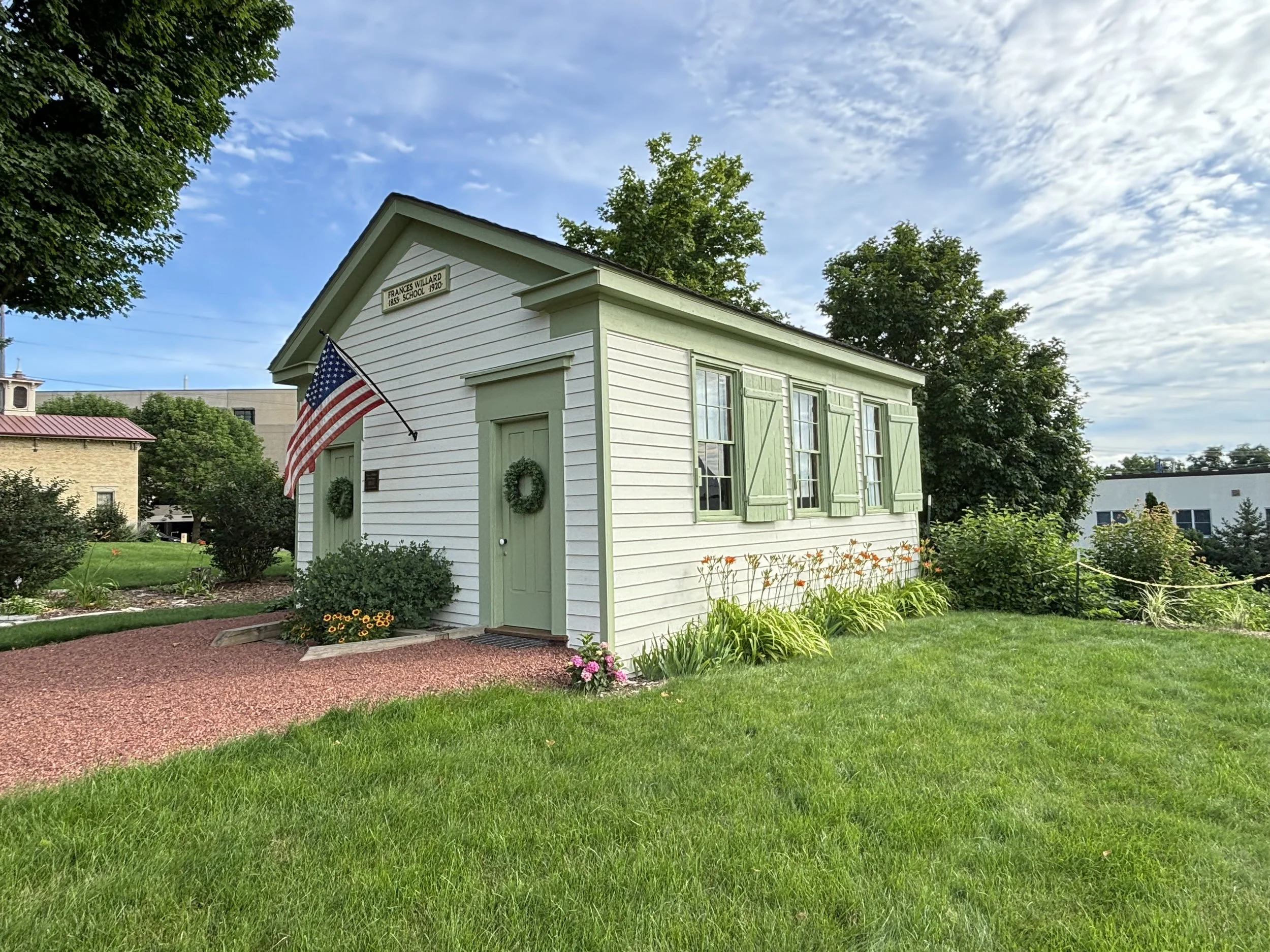 Exterior of the 1853 Frances Willard Schoolhouse