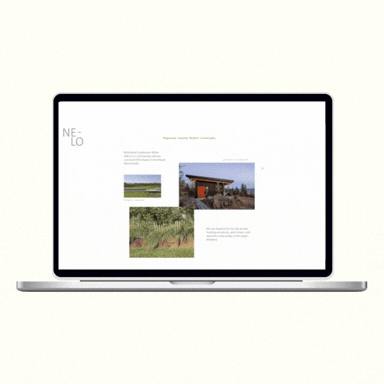 Laptop displaying a website with images and text about nature and architecture.