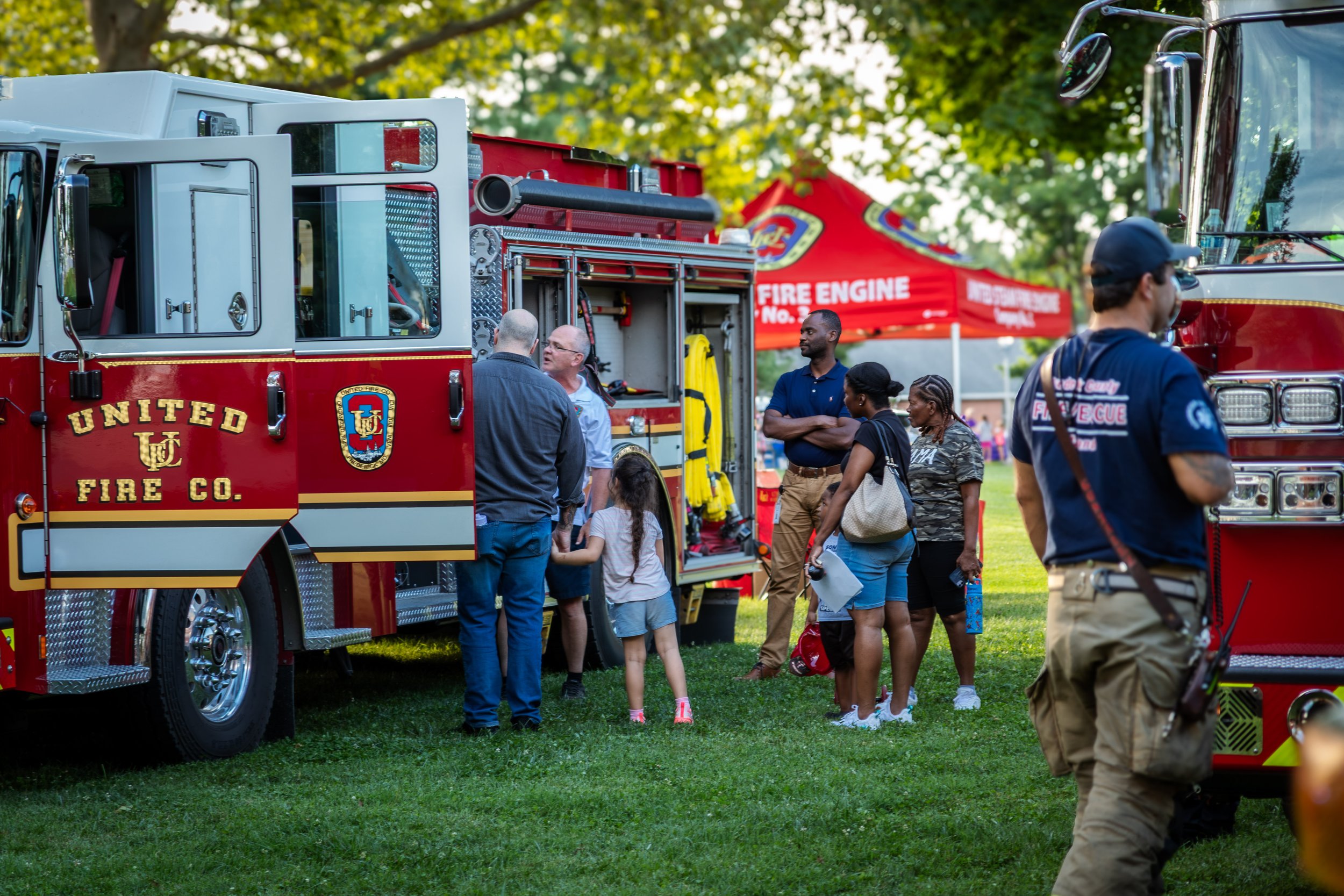 Frederick Fire and Rescue truck photographed during National Night Out in Frederick, Maryland