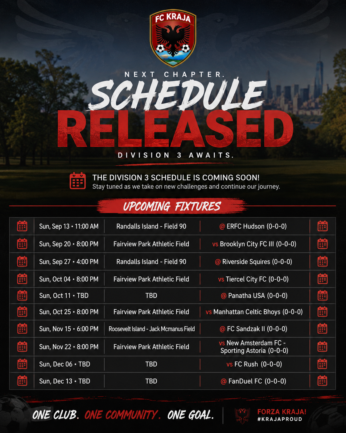 Division 3 Schedule Is Here
