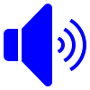Blue speaker icon with sound waves