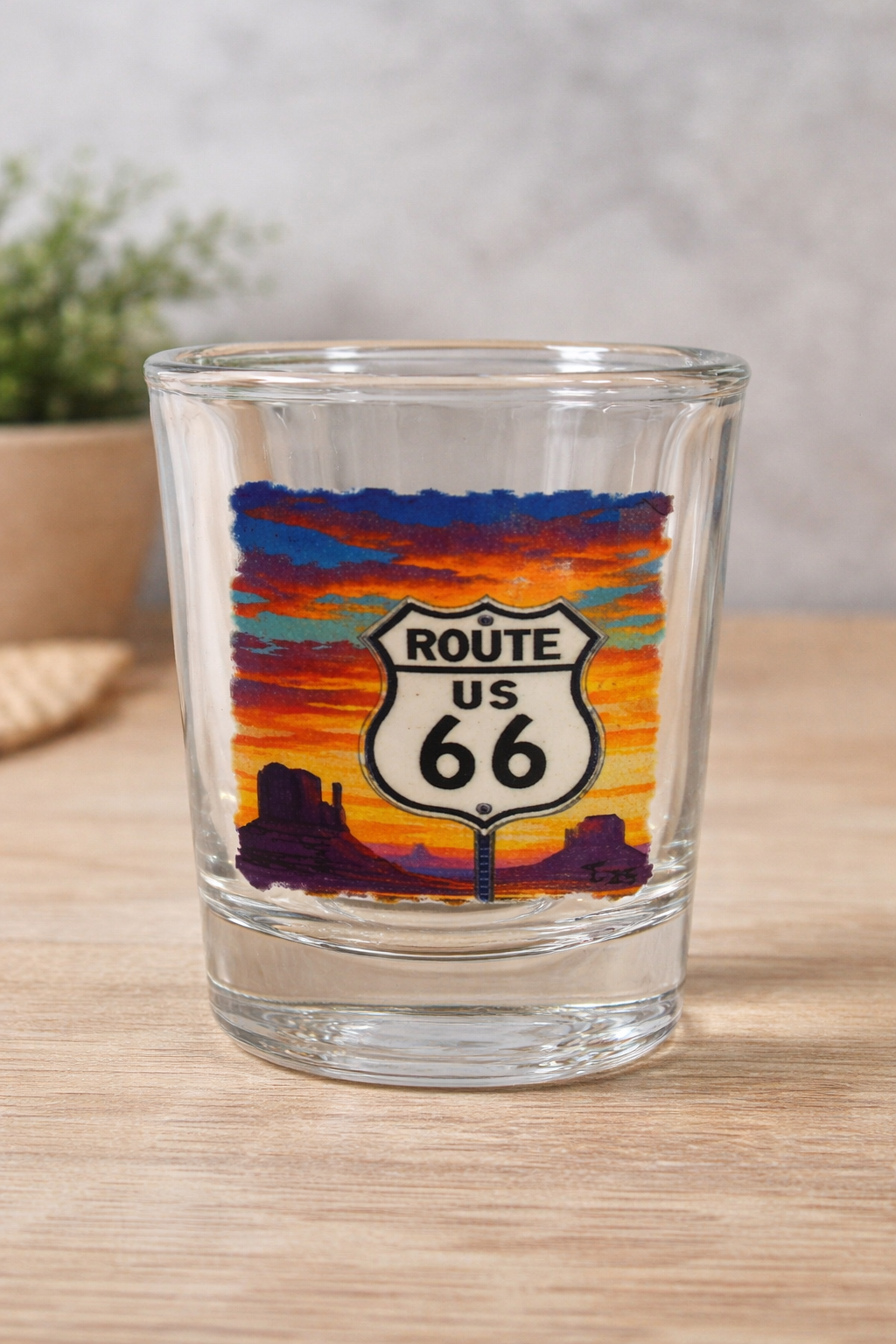 Route 66 Sunset Shield Shot Glass