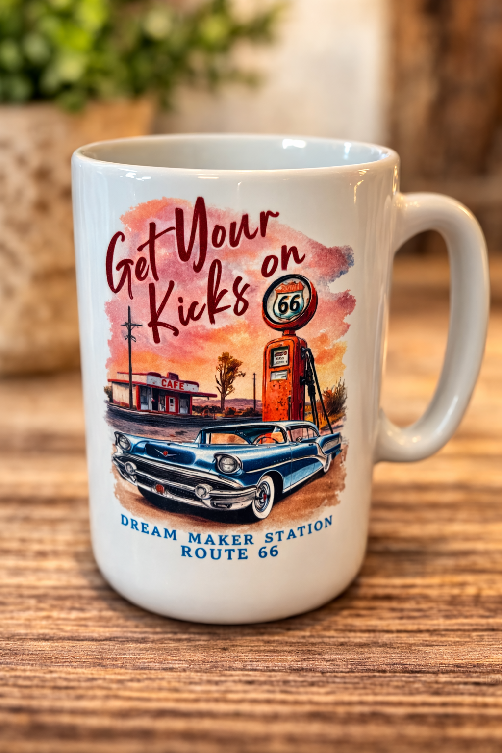 Route 66 Retro Fuel‑Up Mug