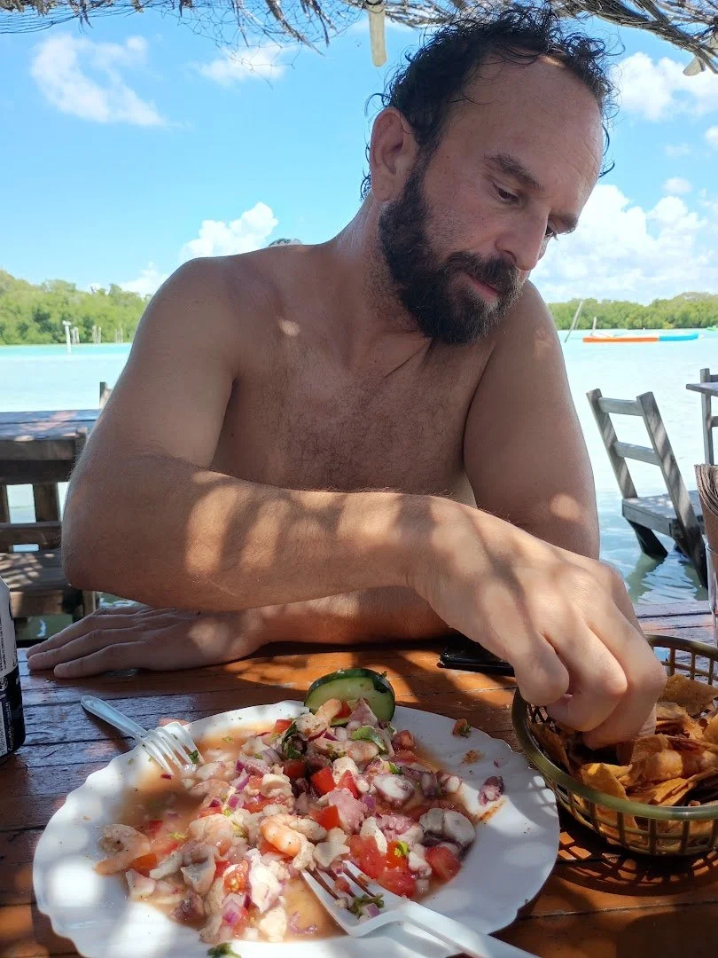 Our seafood lunch during the Dzul-Ha Experience near Isla Columpios