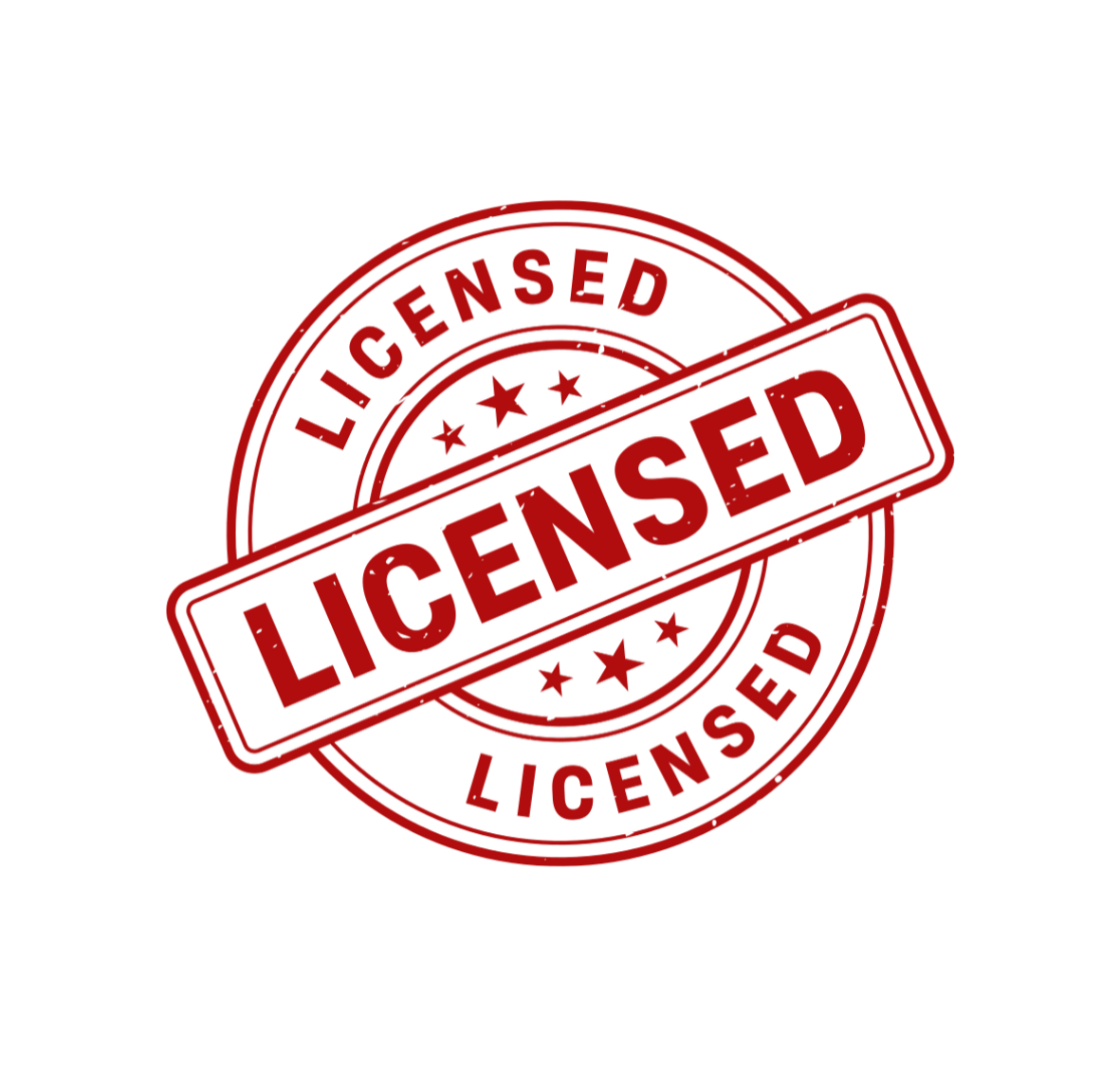 Red 'Licensed' stamp on a black background.