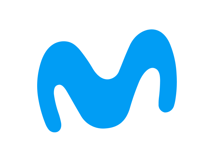 Logo azul en forma de letra M estilizada