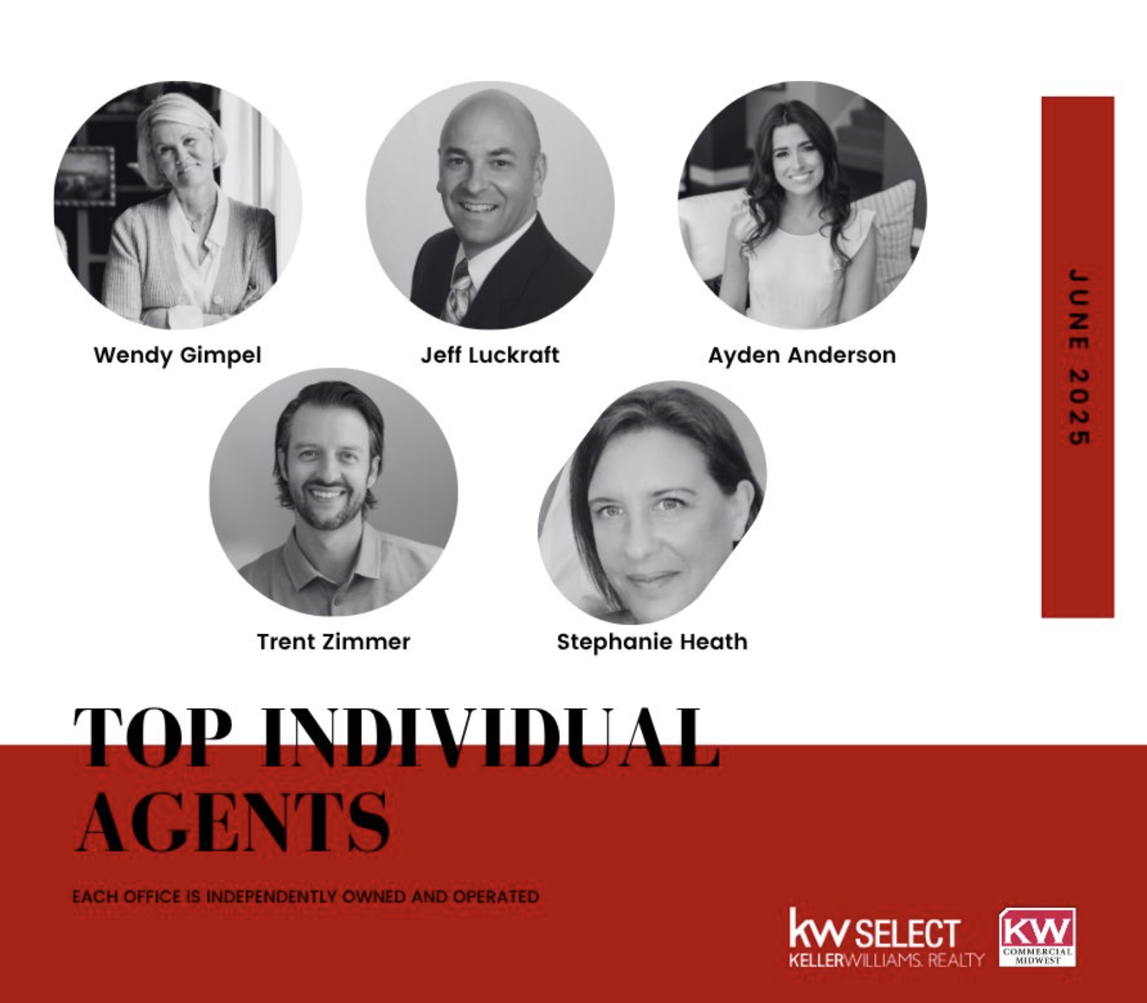 "Top Individual Agents" June 2025, associated with Keller Williams Realty, The Heritage Group
