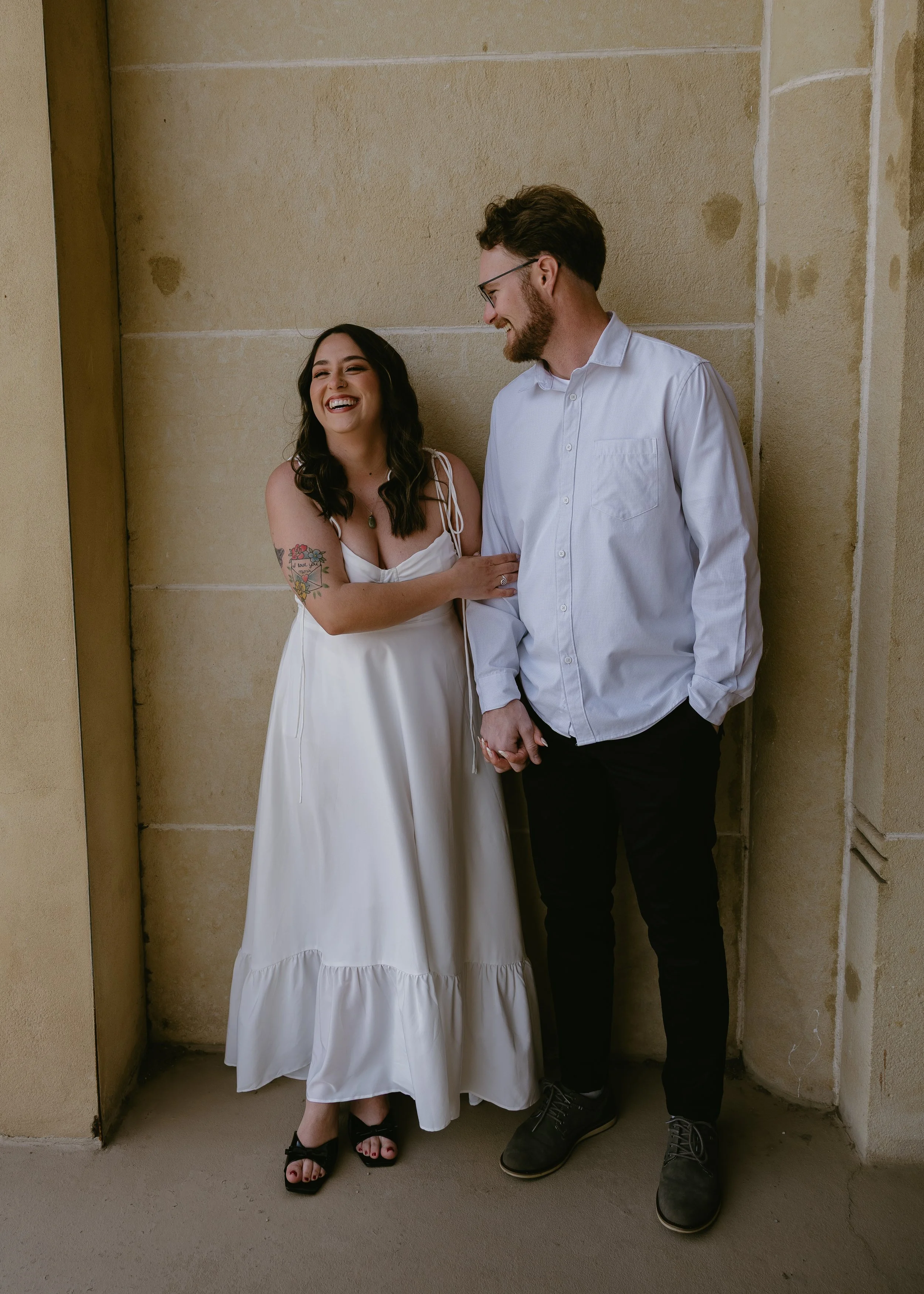 Engagement portrait in open field South Dakota