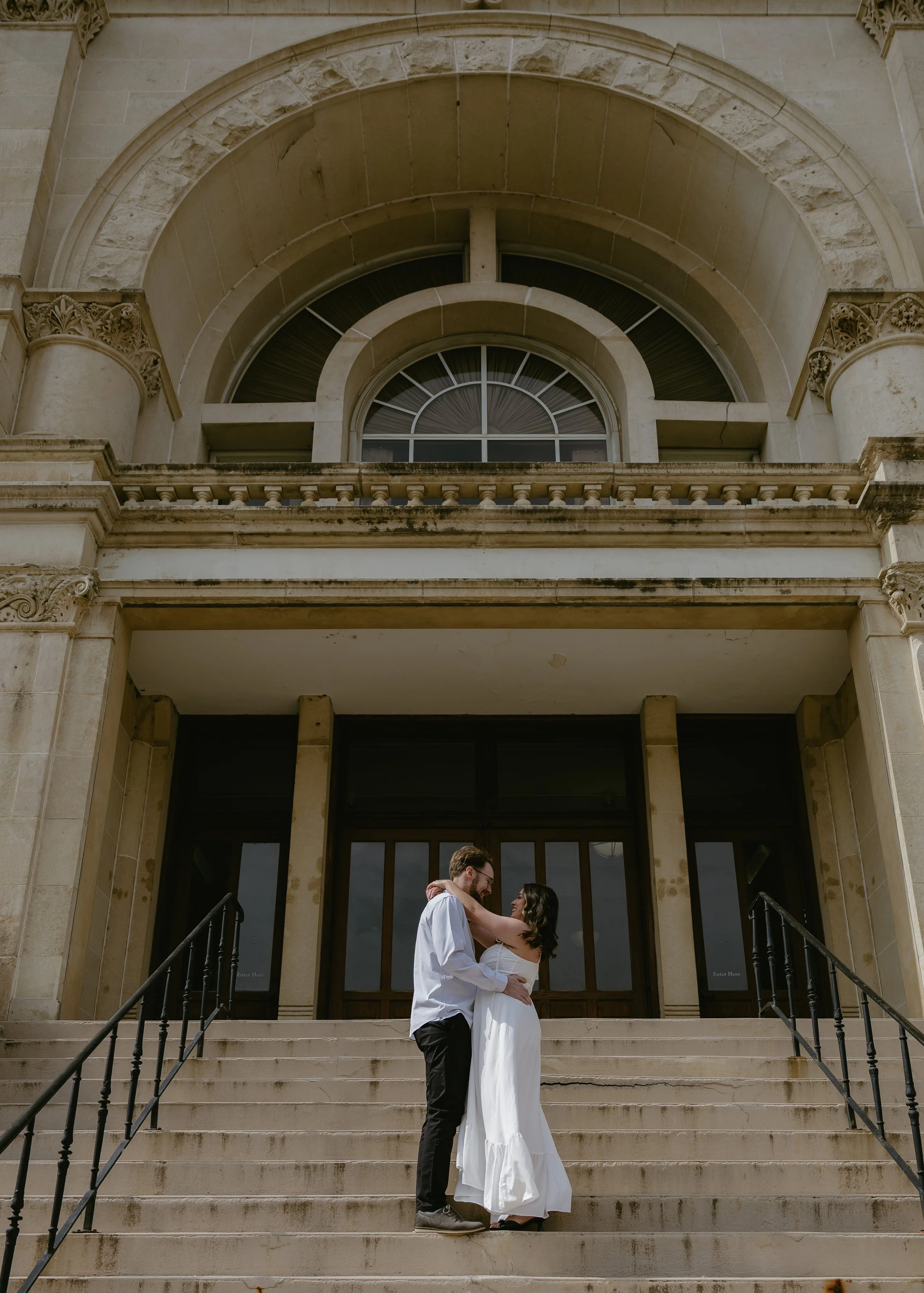 Couple smiling together during South Dakota couples session