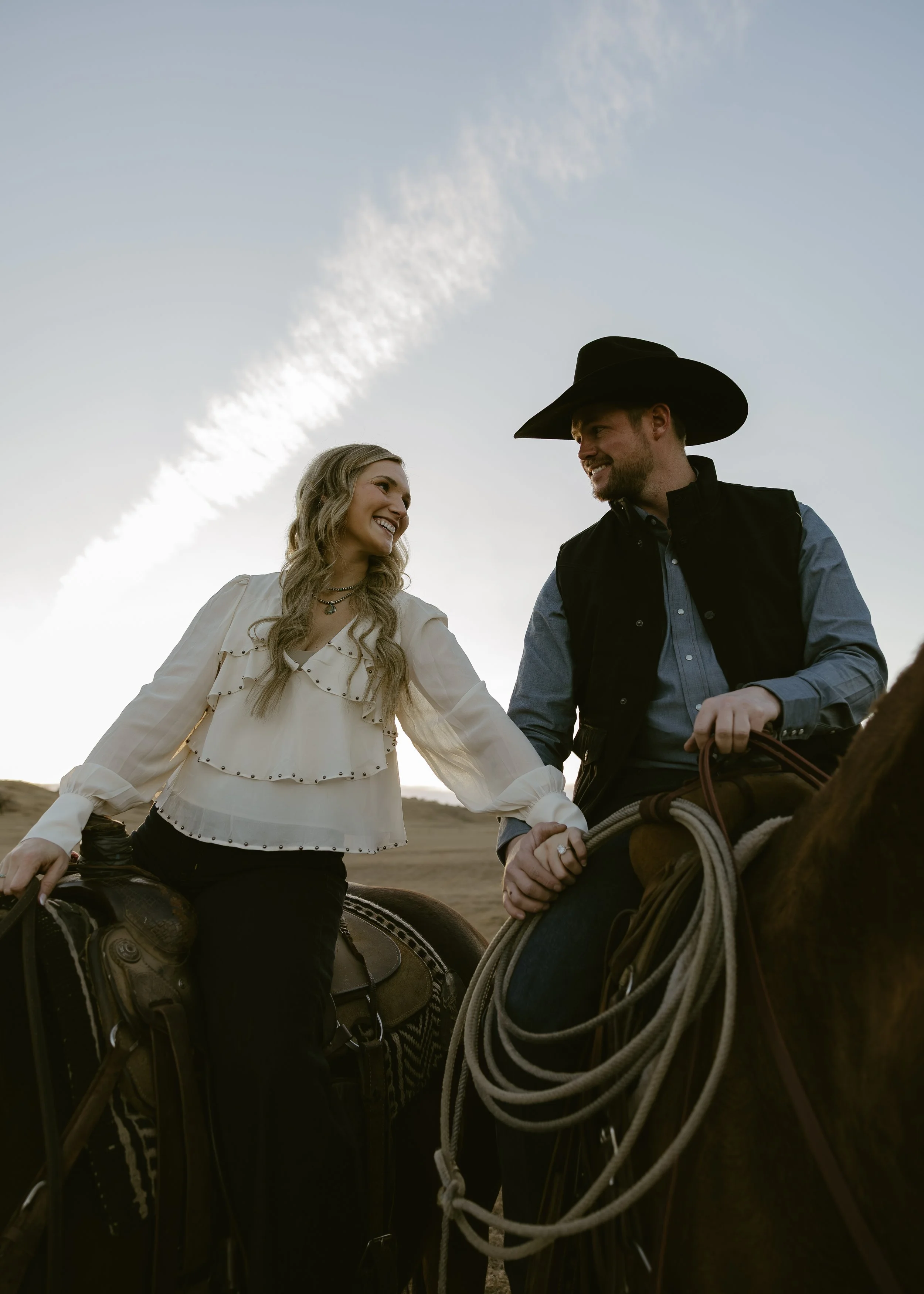 Engaged couple portrait in Mitchell South Dakota field
