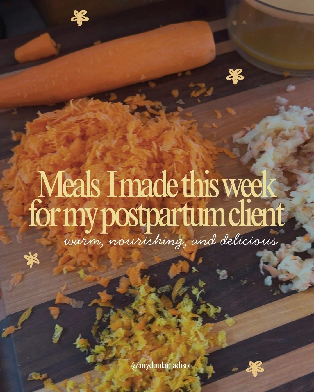 One of my favorite ways to support postpartum families is by cooking. Breastfeeding requires extra calories, and when you add exhaustion and caring for a newborn, a warm meal makes a huge difference in recovery and wellbeing. 

If you&rsquo;re seekin