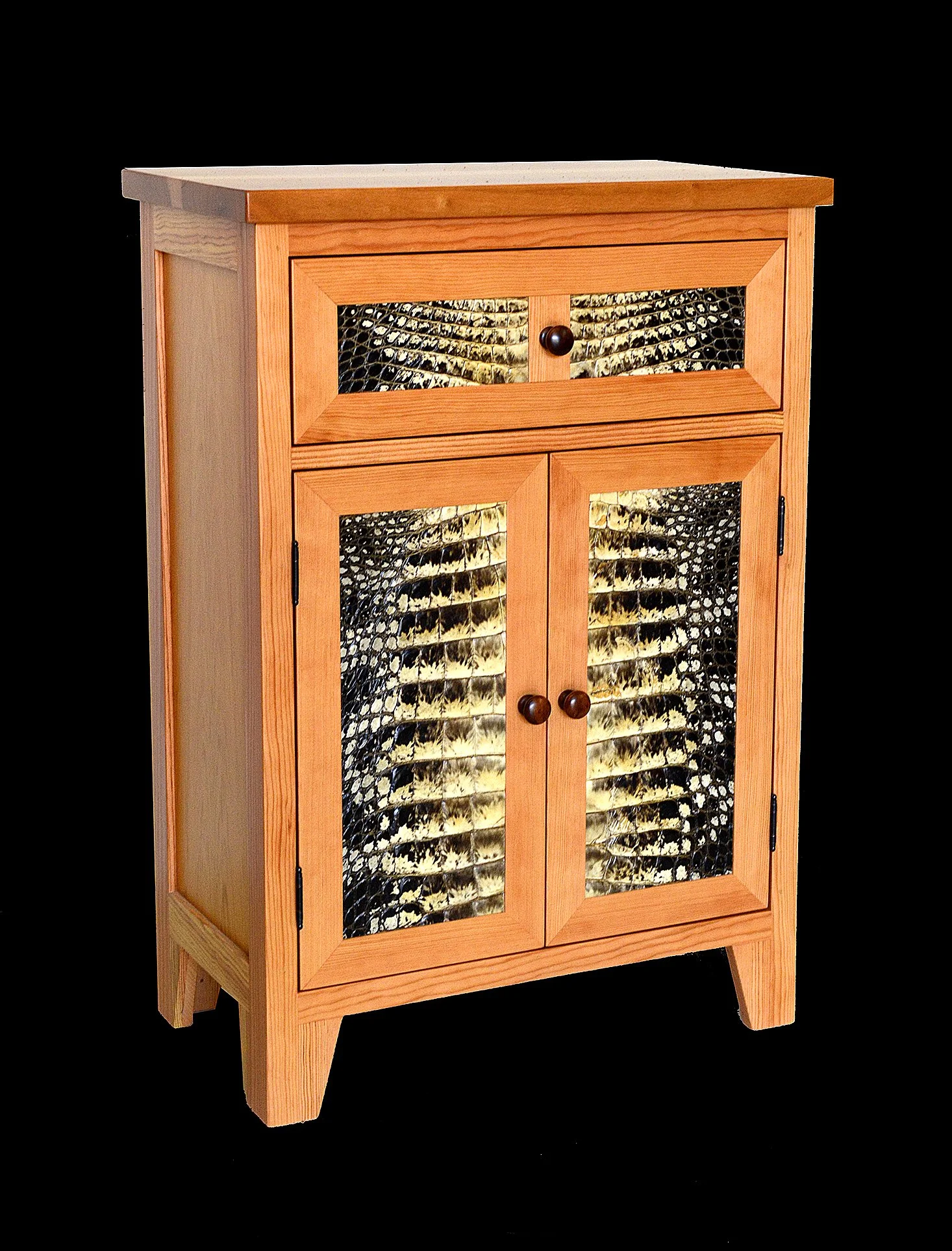 Pine and Alligator Skin Cabinet
