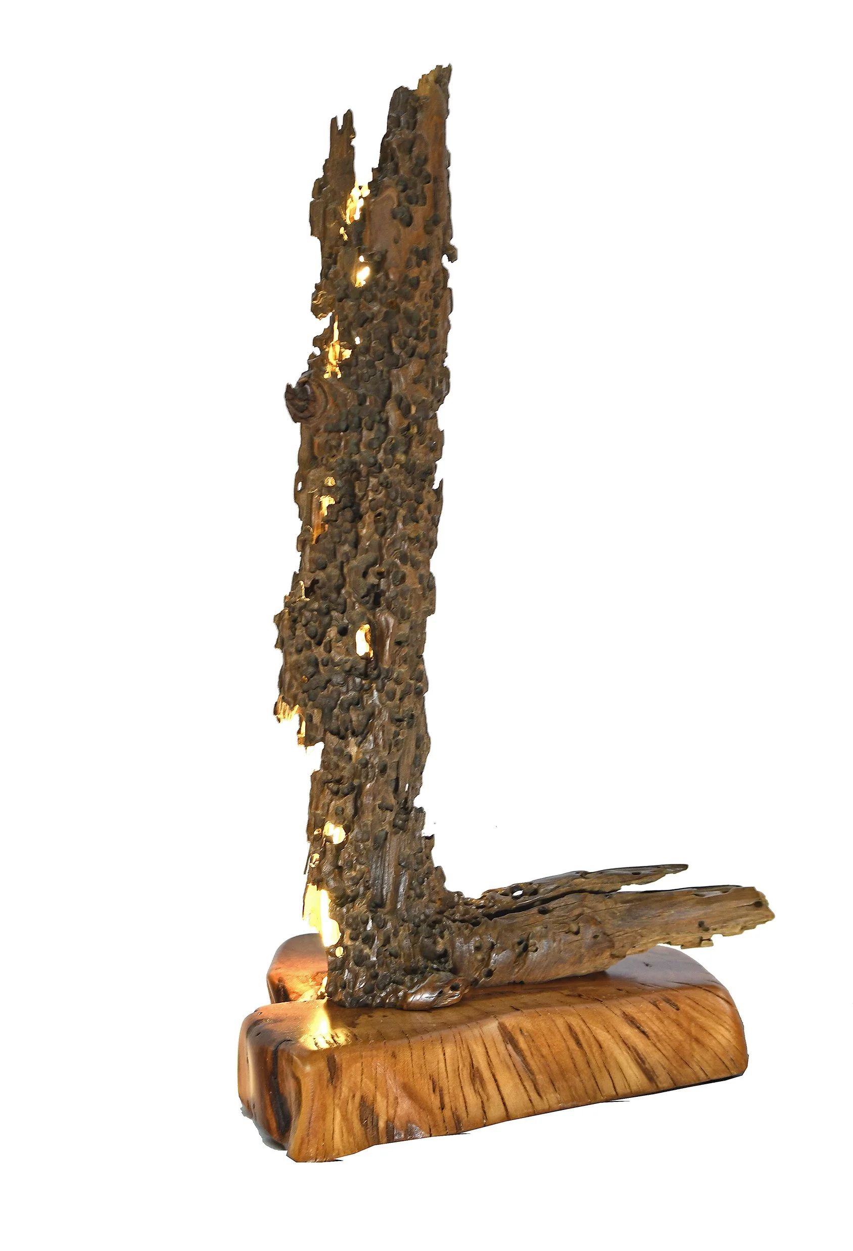 Driftwood and cherry base accent lamp #6a  14" x 24"