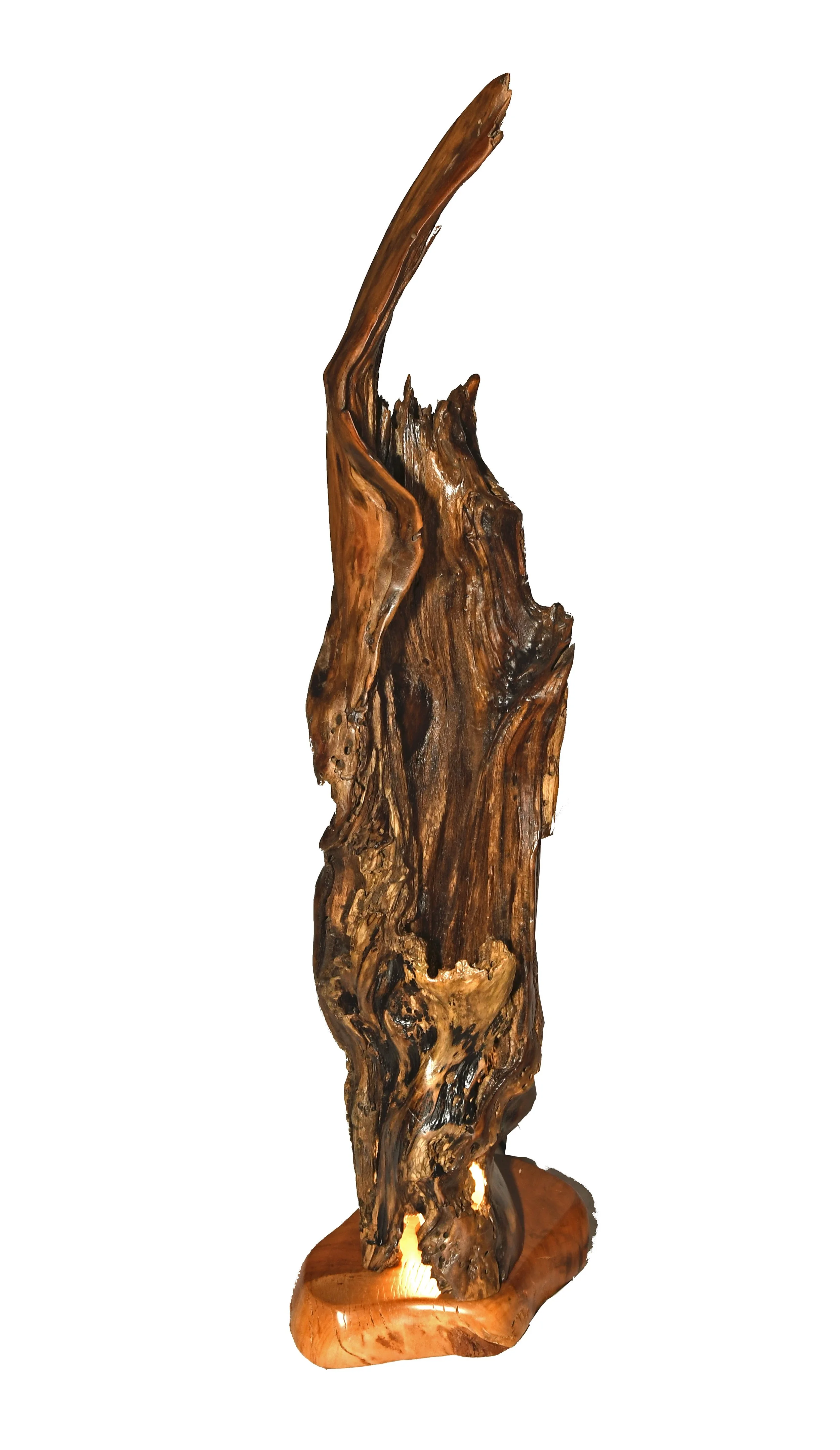 Driftwood and Cherry Accent Lamp #3b - 11" x 37"