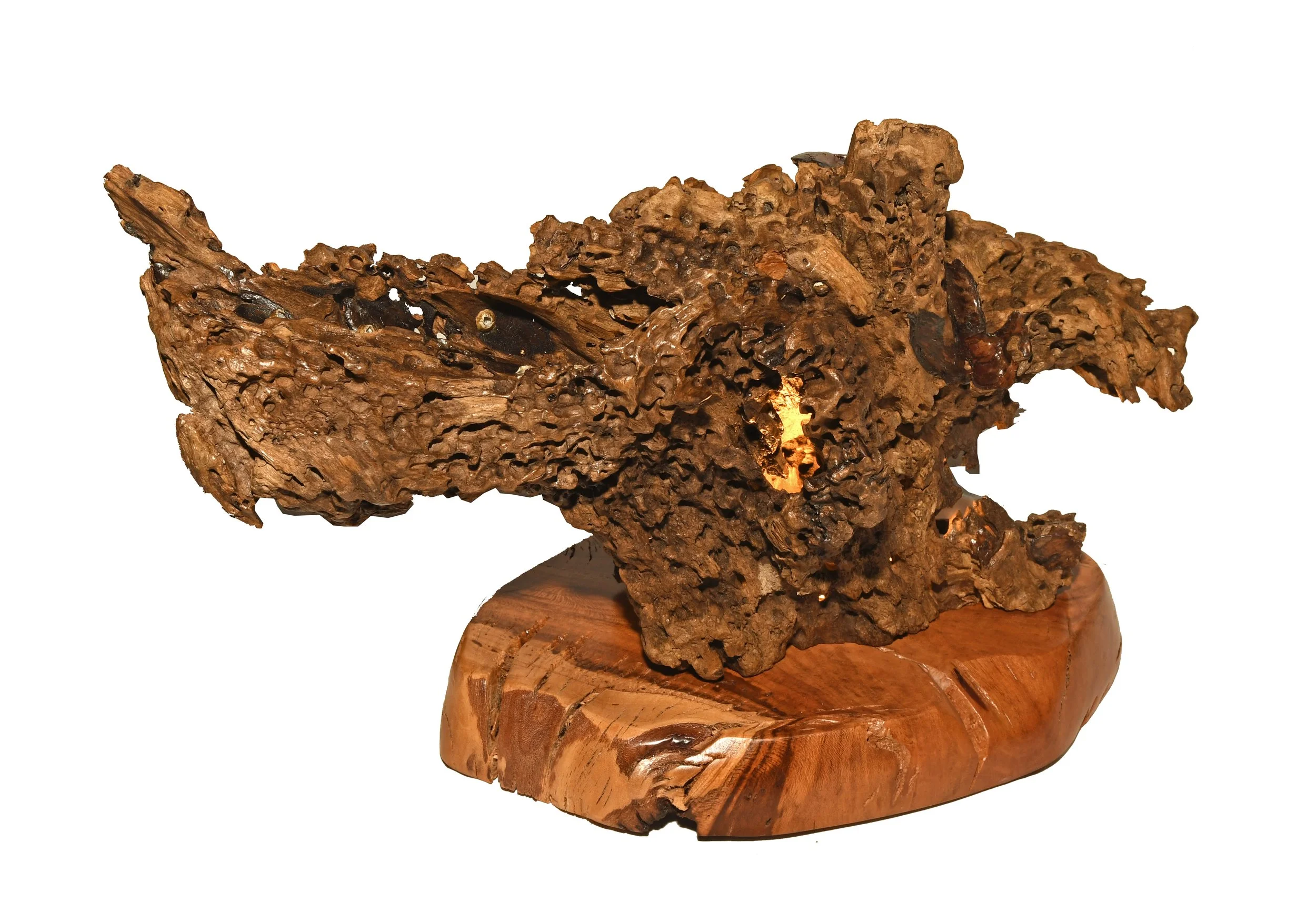 Driftwood and Cherry Accent Lamp #2b - 14" x 12"