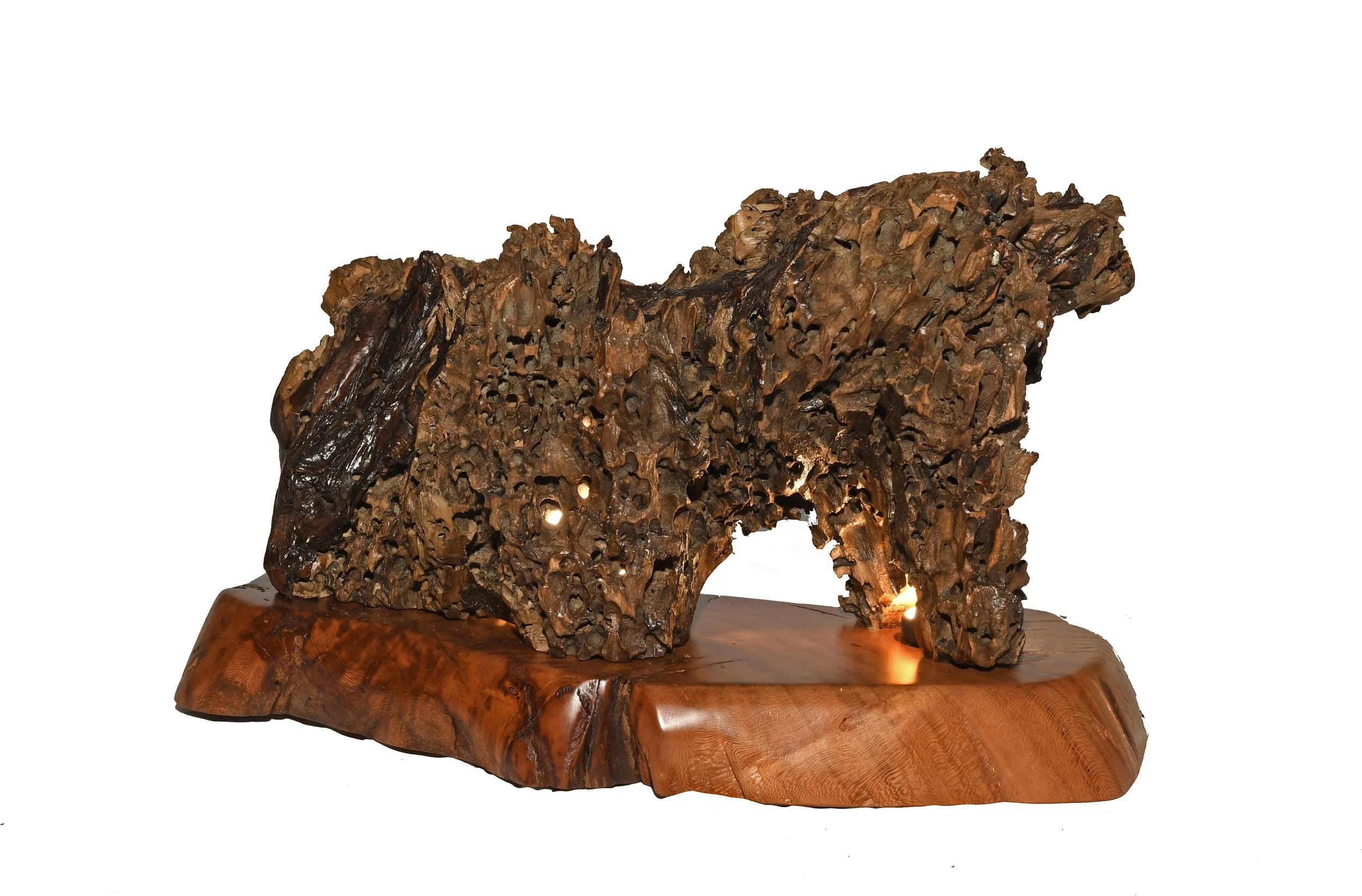 Driftwood and Cherry Accent Lamp #1 - 17" x 11"