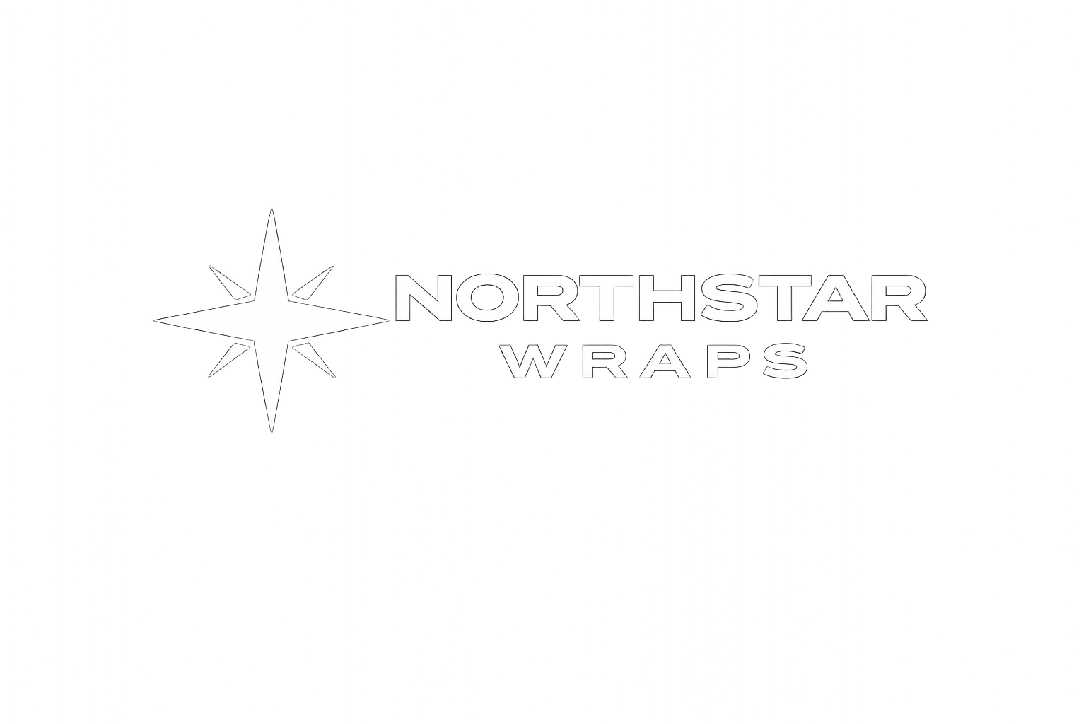 Logo of Northstar Wraps featuring a star compass icon with the company name in bold letters on a gradient gray background.